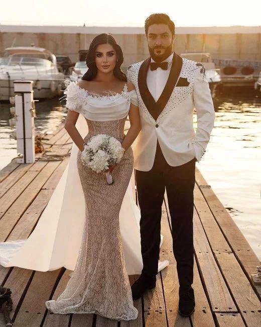Modern Off-the-shoulder Mermaid Wedding Dresses with Lace - Image 2