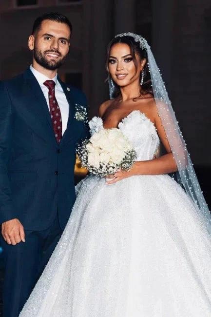 Modern Princess Sleeveless A-line Wedding Dresses With Glitter - Image 3