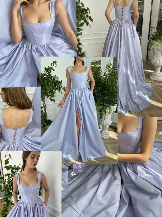 Modest Evening Dress Custom Made Satin Prom Dresses Y193 - Image 2