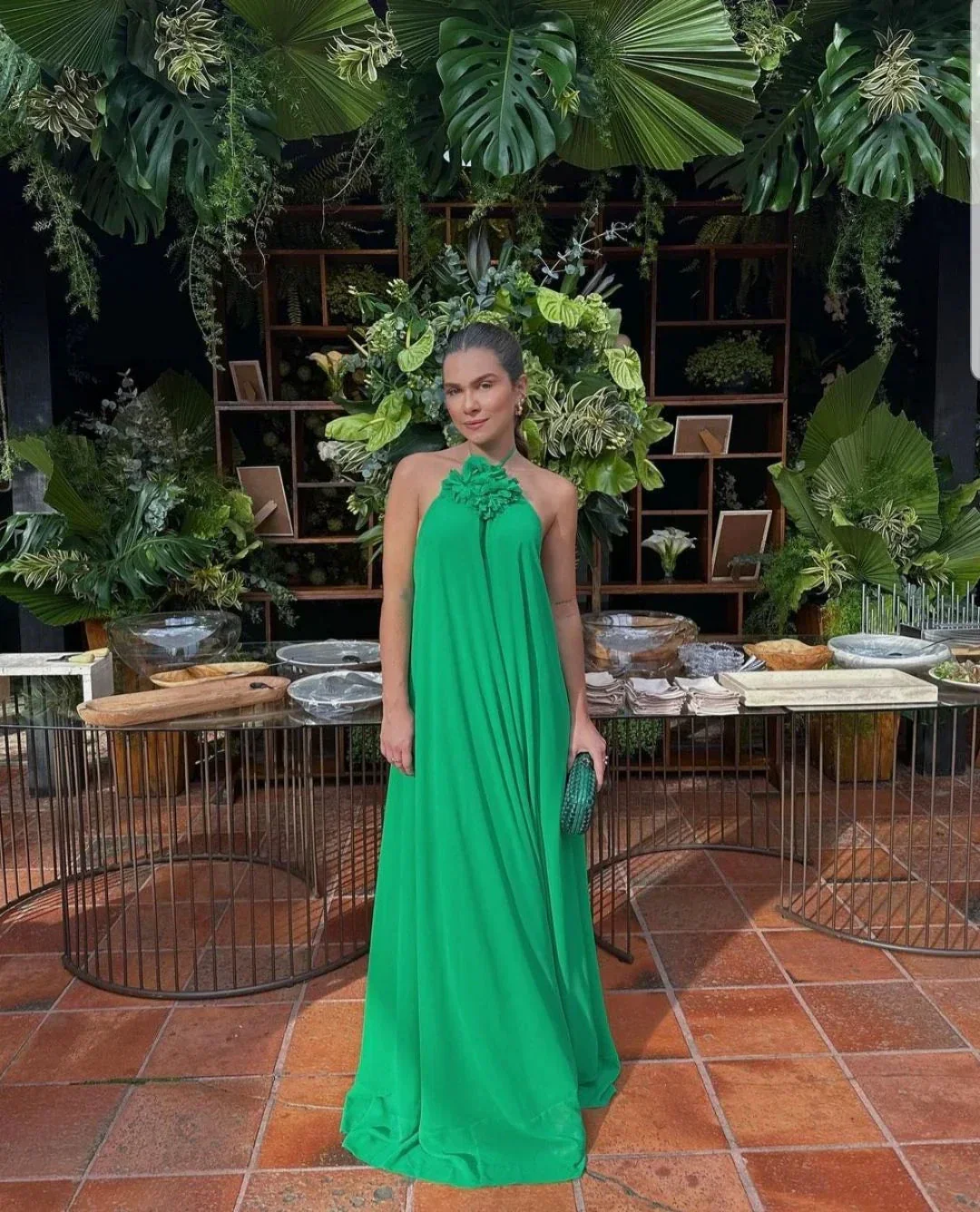 Modest Green Evening Dress Green Gala Dress Y5176 - Image 2
