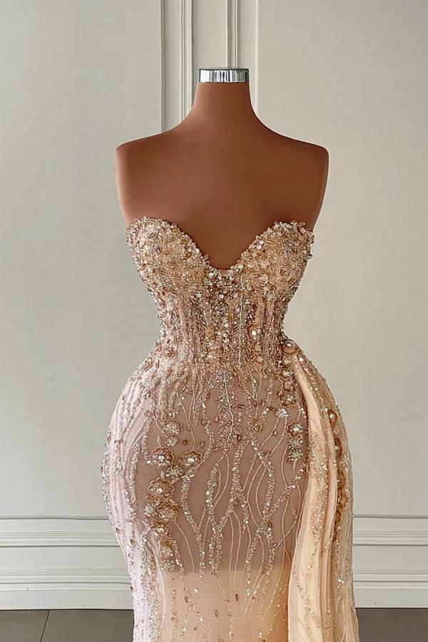 Modest Long Mermaid Sweetheart See through Glitter Prom Dresses - Image 2