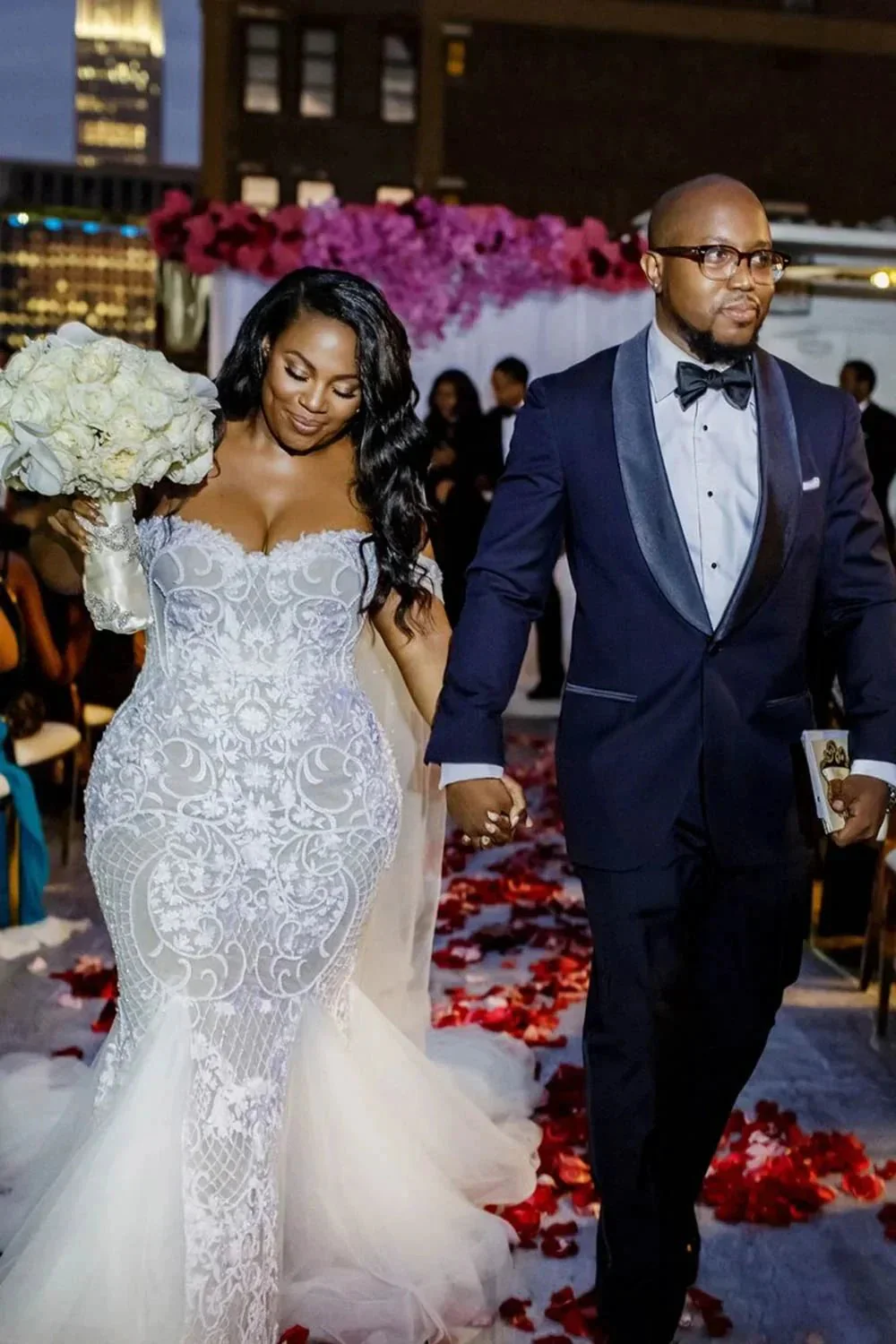 Modest Plus Size Long Mermaid Off-the-Shoulder Lace Wedding Dresses - Image 3