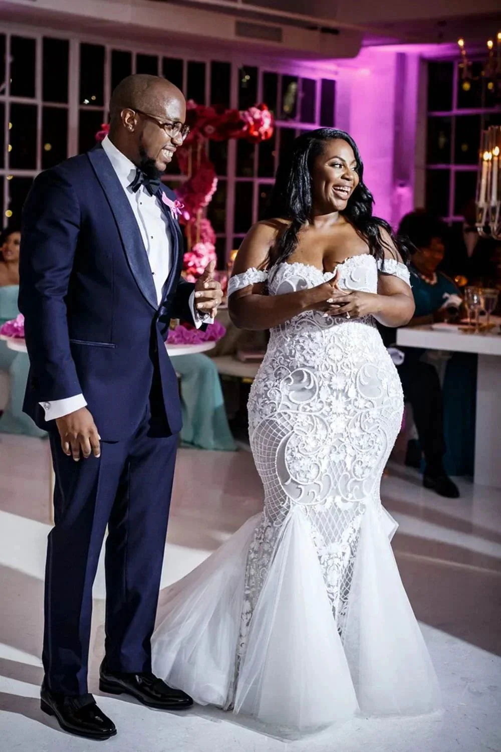 Modest Plus Size Long Mermaid Off-the-Shoulder Lace Wedding Dresses - Image 5