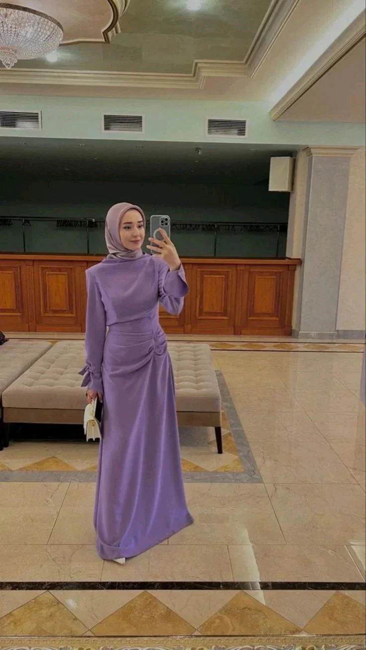 Modest Purple Prom Dress with Long Sleeves Trendy Purple Evening Dress Y4857 - Image 4
