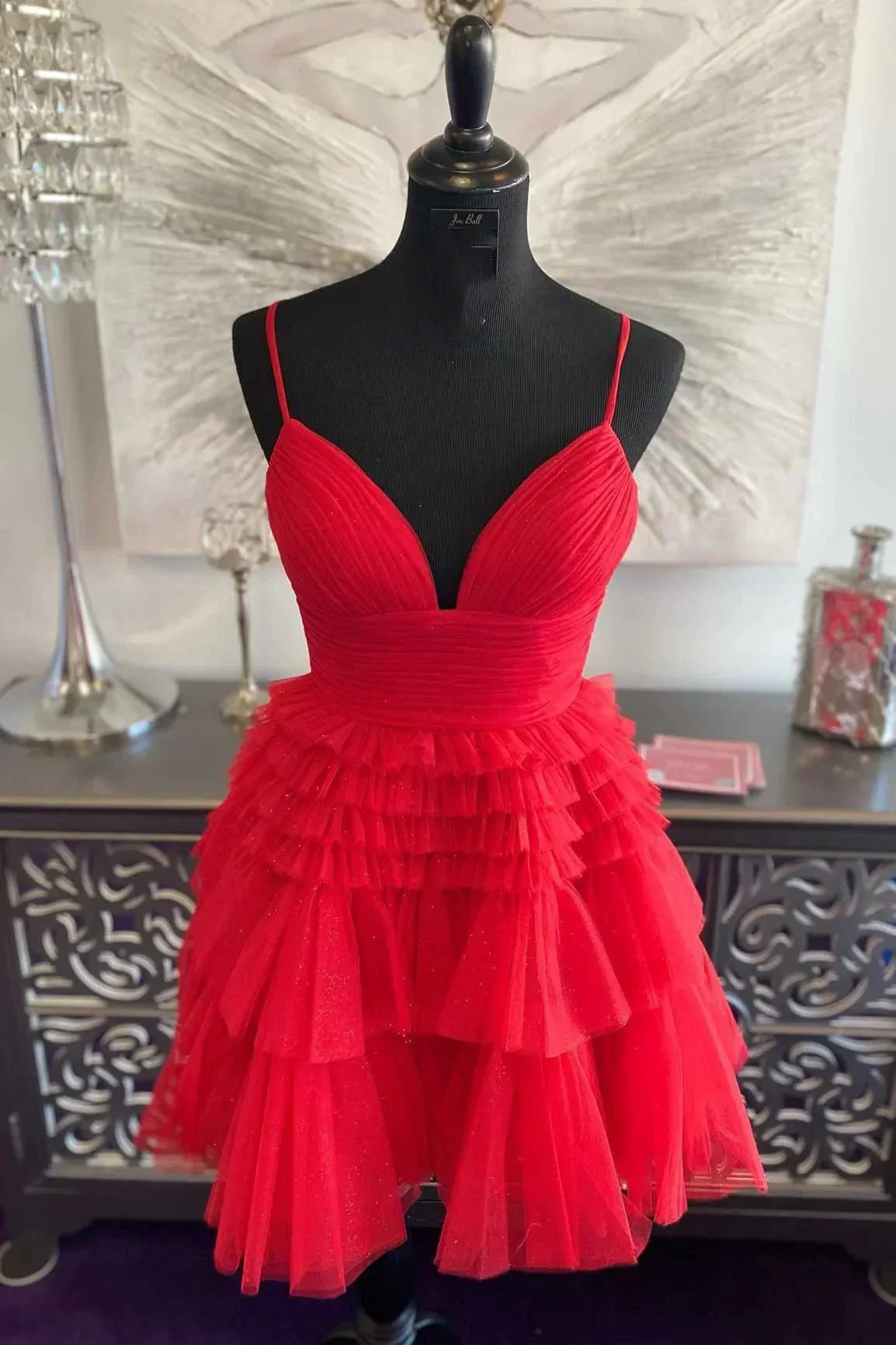 Multi-Tiered V-Neck Backless A-Line Short Party Dress A-line Homecoming Dress Y2350 - Image 5