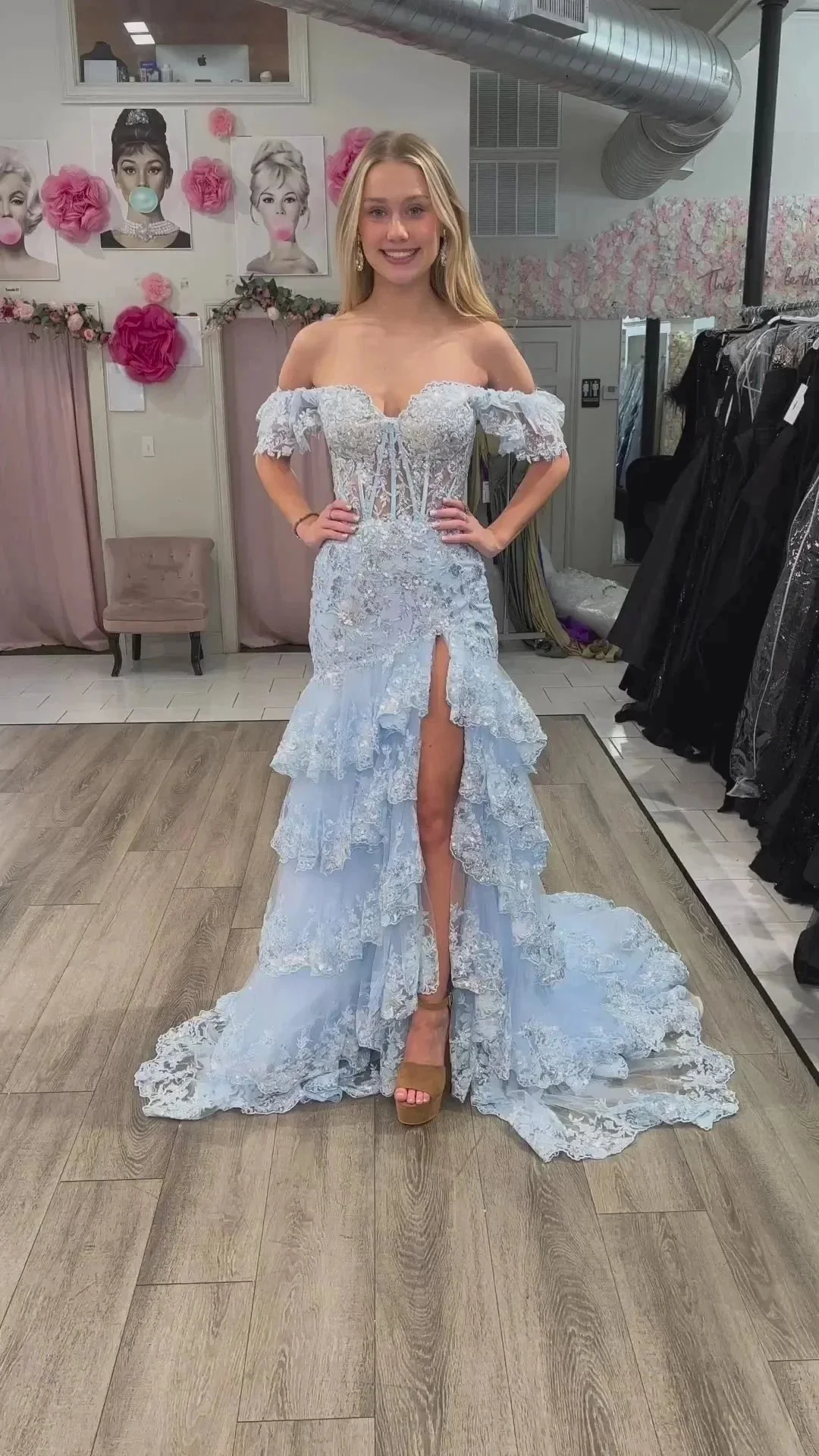 Kennedy |Sheath Off the Shoulder Long Lace Prom Dress (Lace-up Back) - Image 8