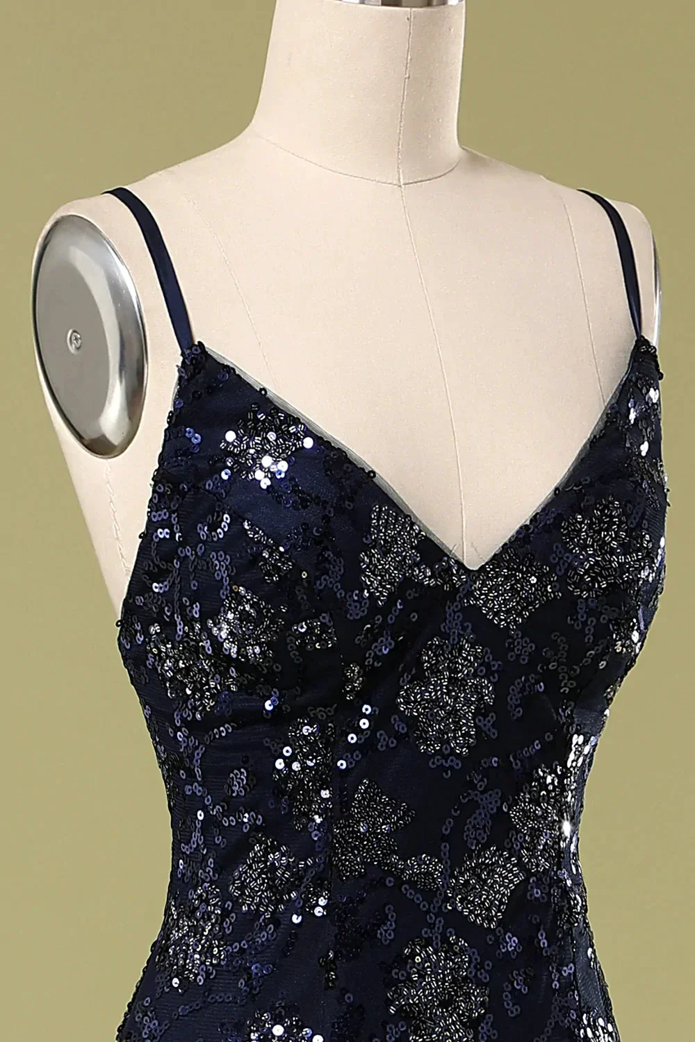 Navy Blue Evening Dress with Beading Sequins,Chic Prom Dress Y1832 - Image 3