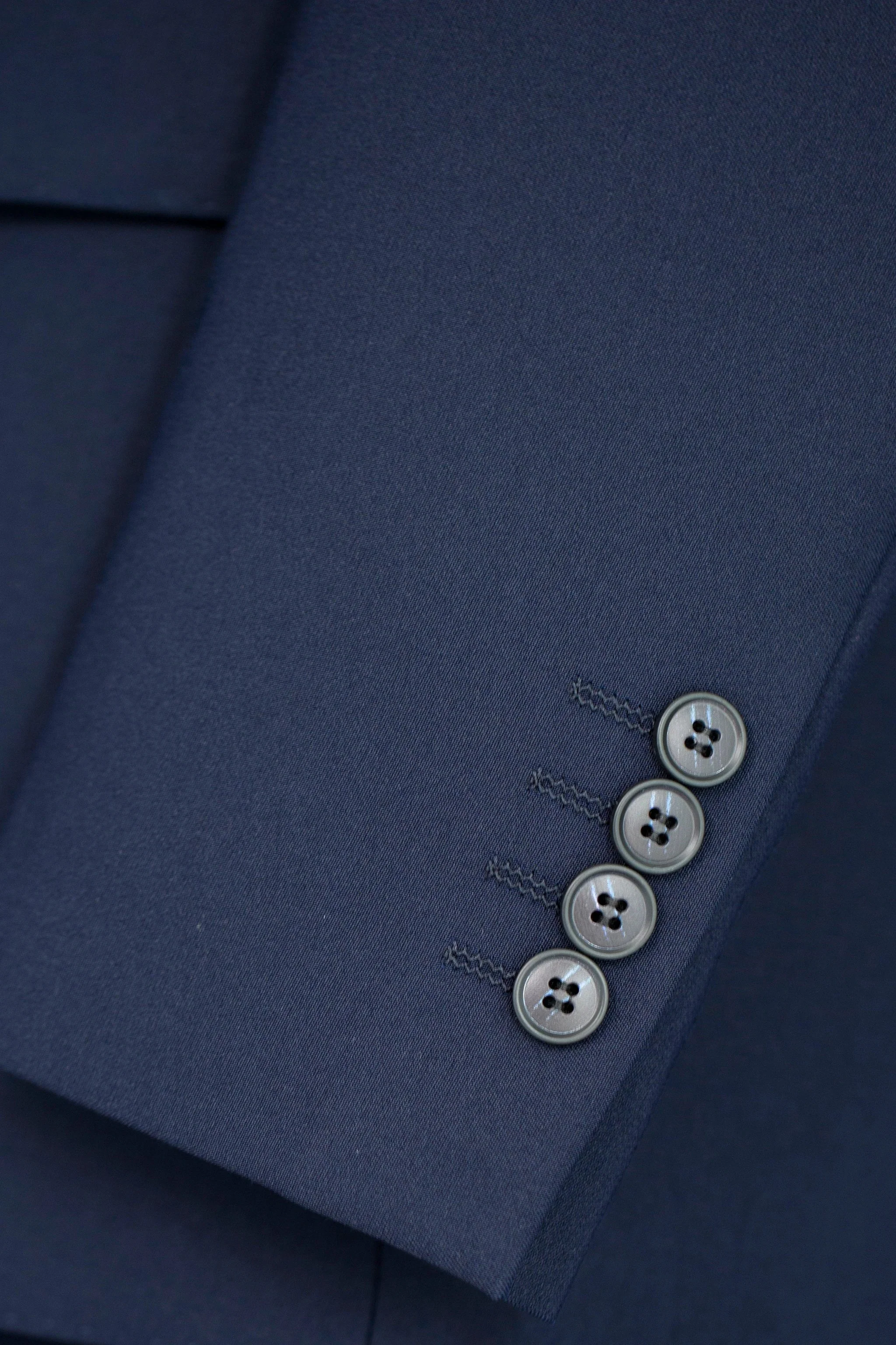 Navy Blue Wool 3 Piece Wedding Suit For Groom And Groomsmen - Image 3