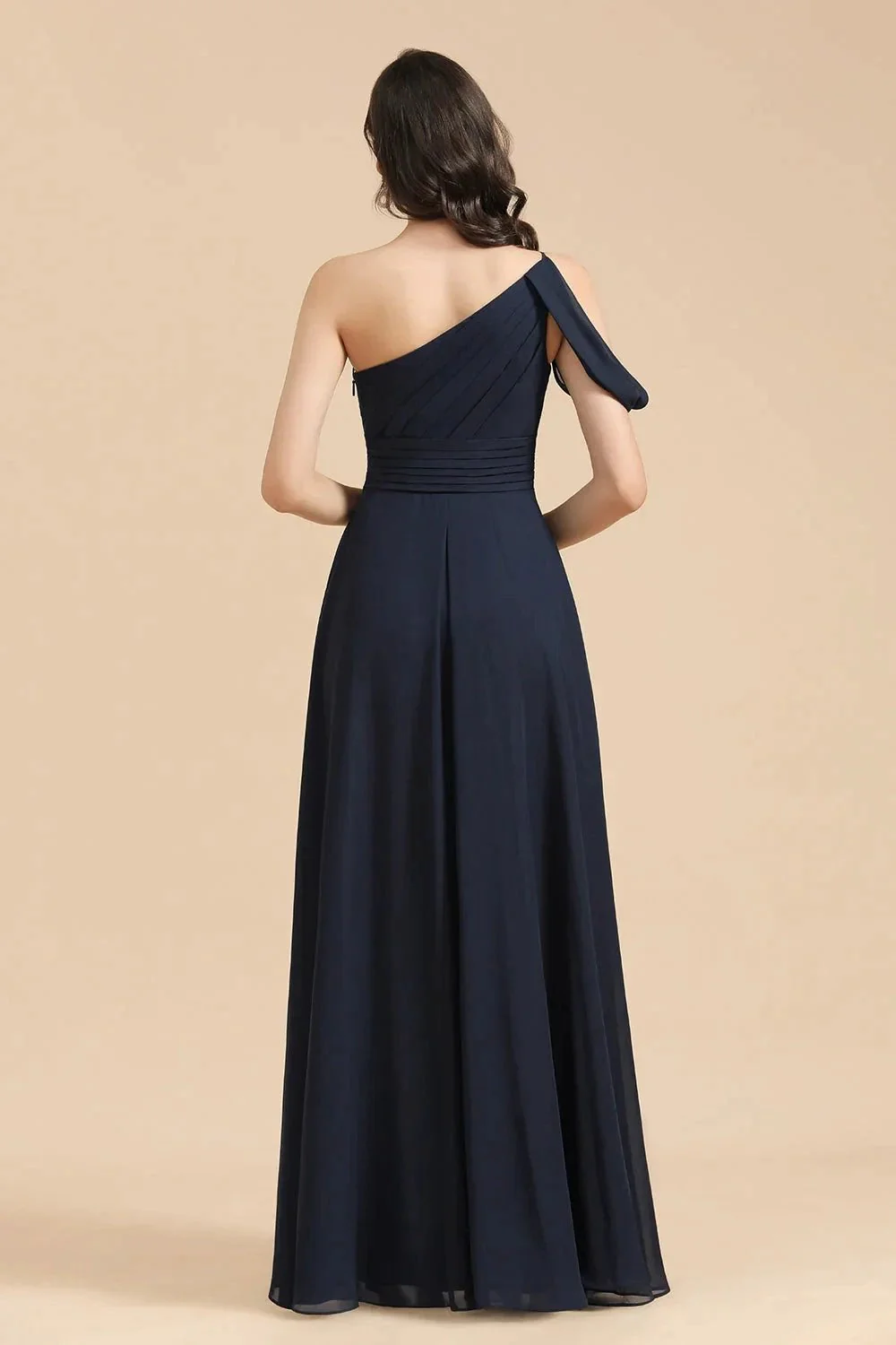 New Arrival Black One Shoulder A-line Long Bridesmaid Dress - Image 6