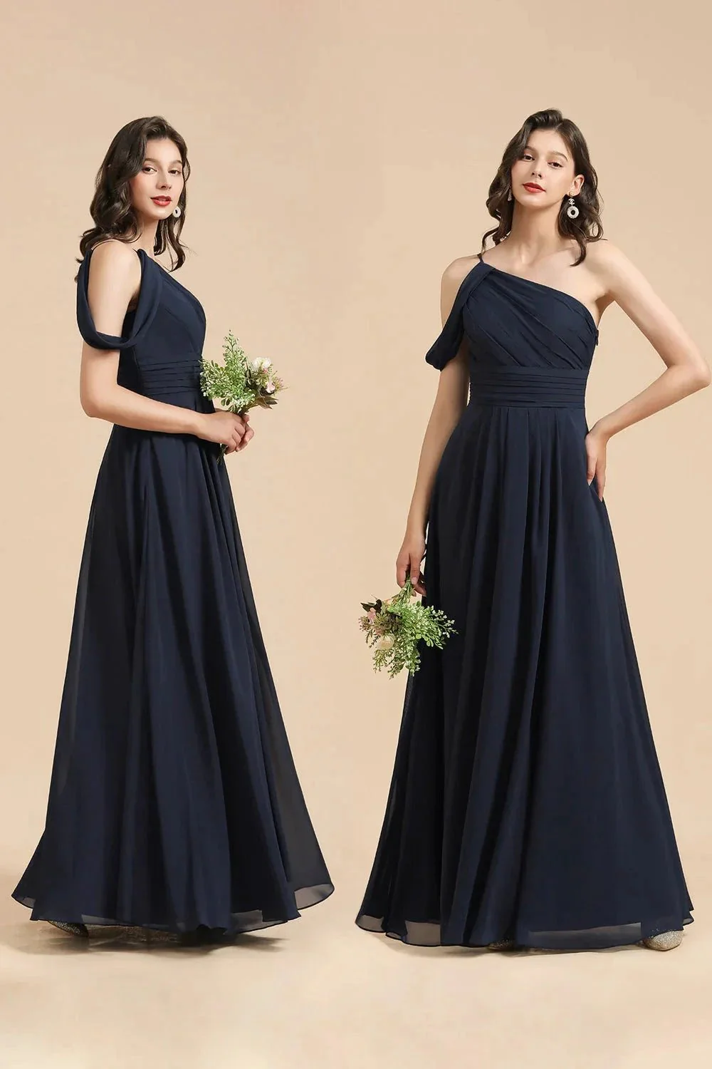 New Arrival Black One Shoulder A-line Long Bridesmaid Dress - Image 7