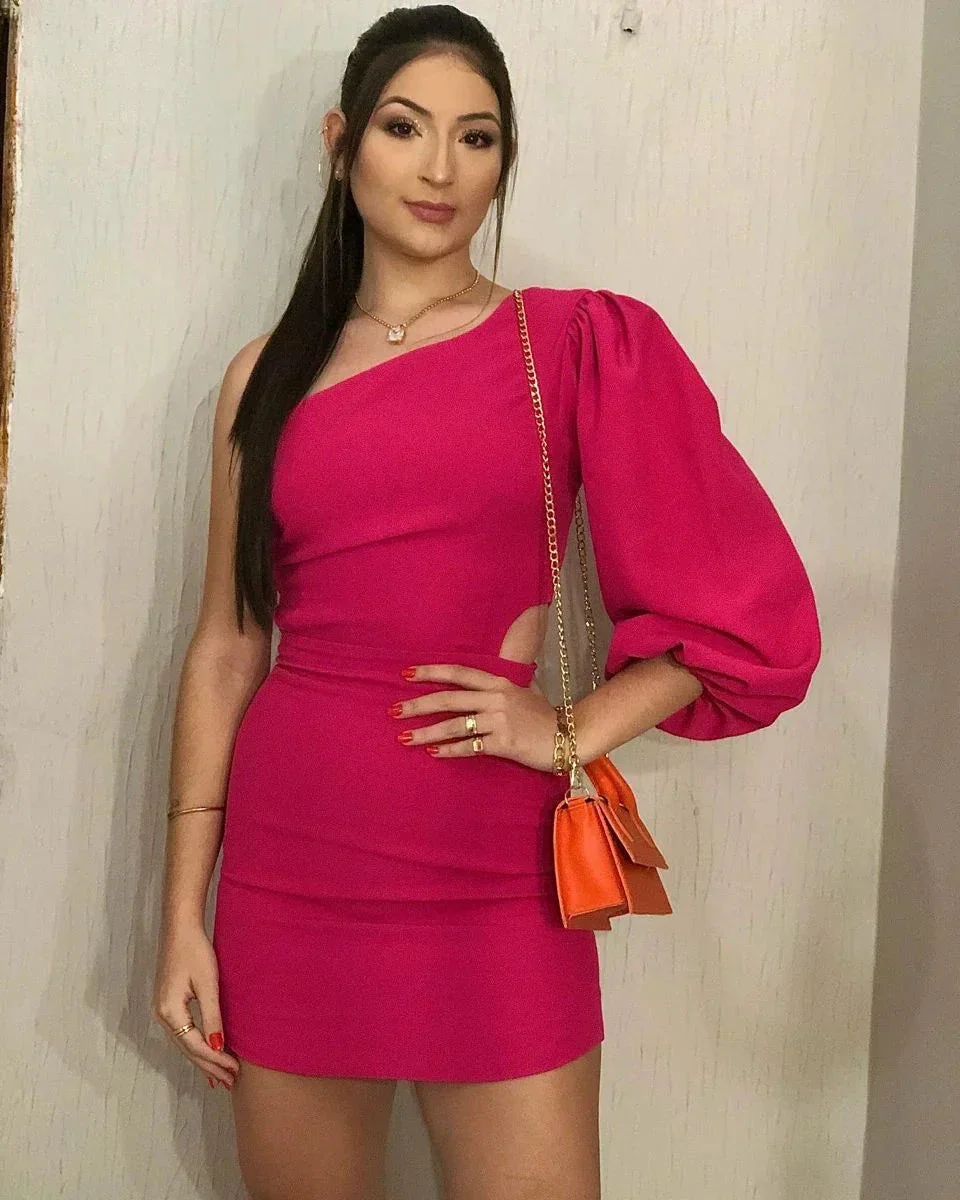 New Arrival One Sleeve Bodycon Dress Mini Homecoming Dress Y2186 - Image 2