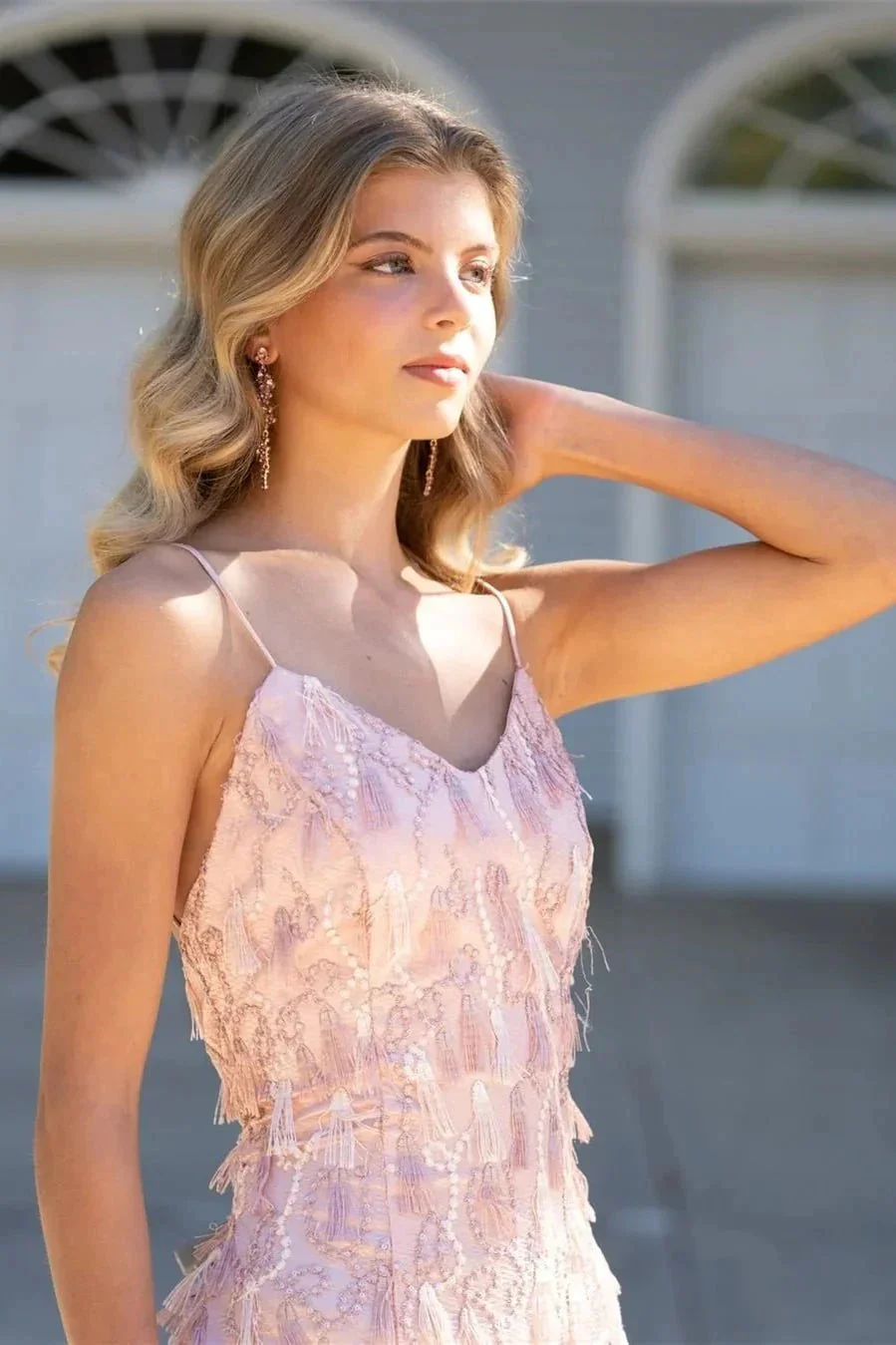 New Arrival Pink Sleeveless Appliques Backless Homecoming Dress - Image 2
