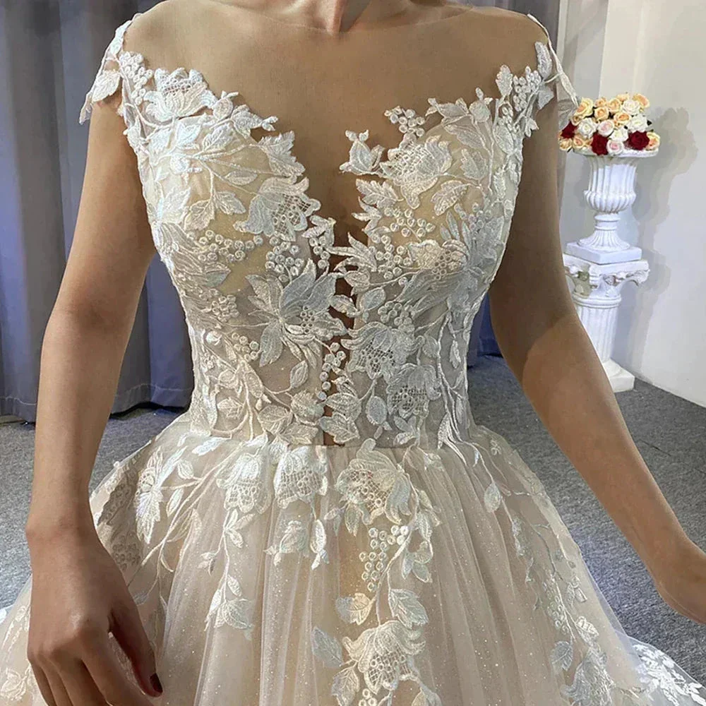 New Gorgeous Wedding Dresses Women's Elegant Off Shoulder A-Line Bridal Gowns Lace Applique Sleeveless Formal Party Robe De - Image 3
