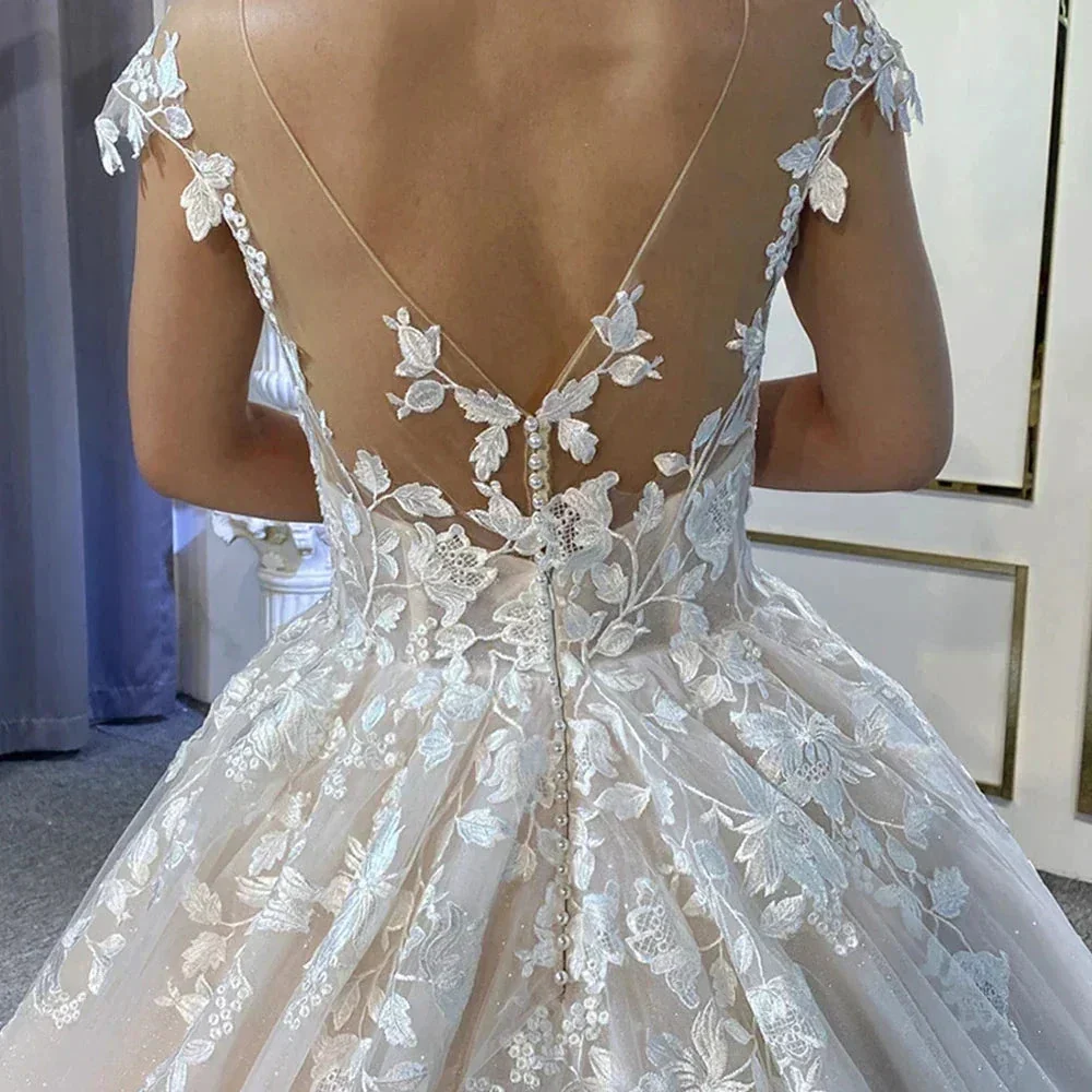 New Gorgeous Wedding Dresses Women's Elegant Off Shoulder A-Line Bridal Gowns Lace Applique Sleeveless Formal Party Robe De - Image 4