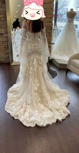 New high-quality mermaid lace embroidery fairy wedding dress Y4406 - Image 2