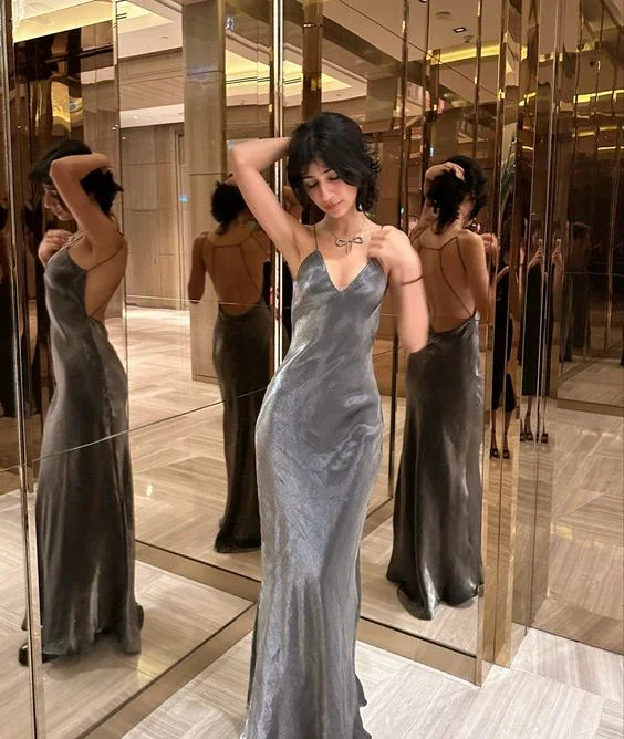 New Style V Neck Long Evening Dress Trendy Prom Gown Y7389 - Image 2