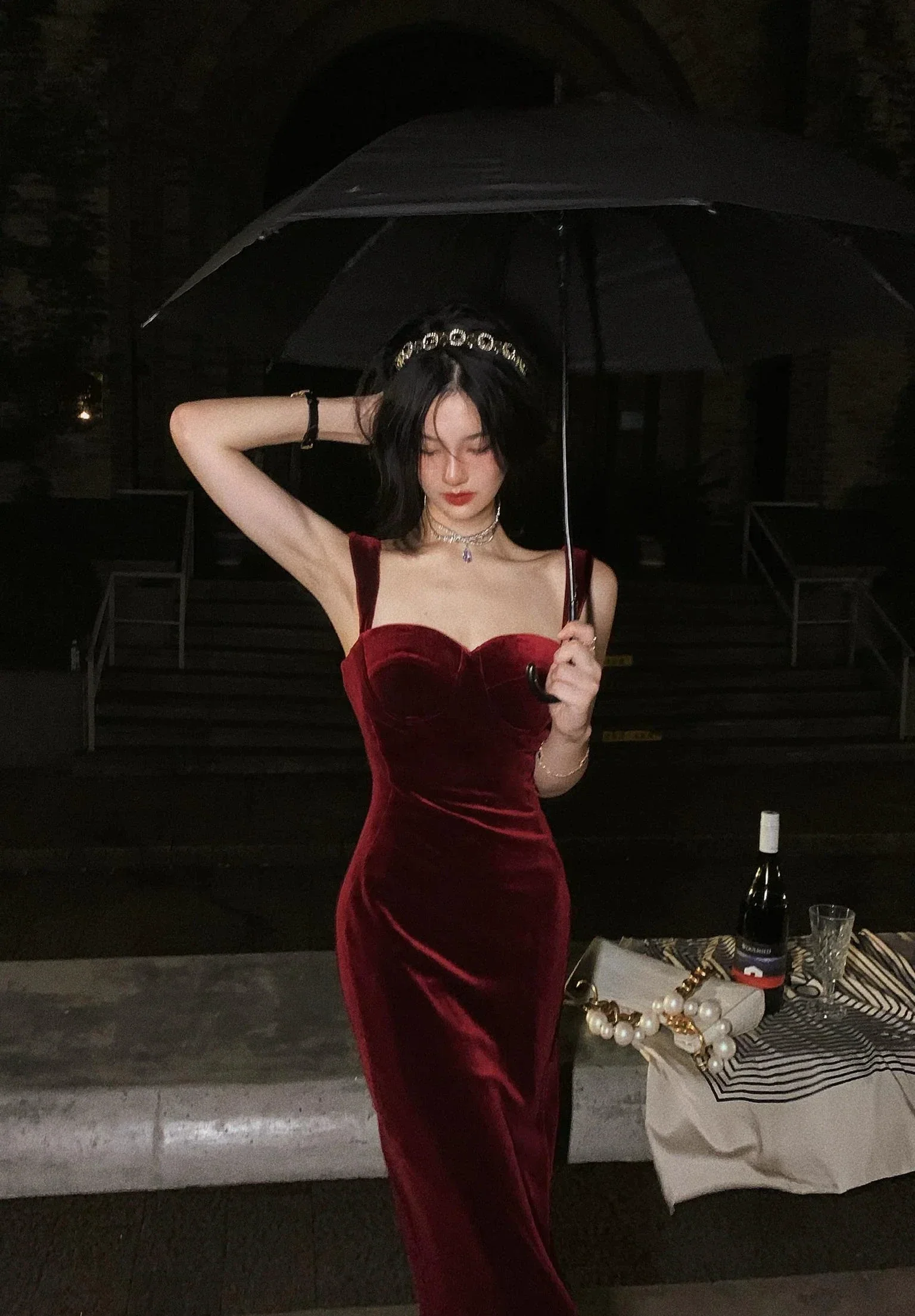 New Summer Women Vintage Sleeveless Velvet Dress Female Spaghetti Strap Sexy Bodycon Dress Ladies Elegant Evening Dress Y1654 - Image 4