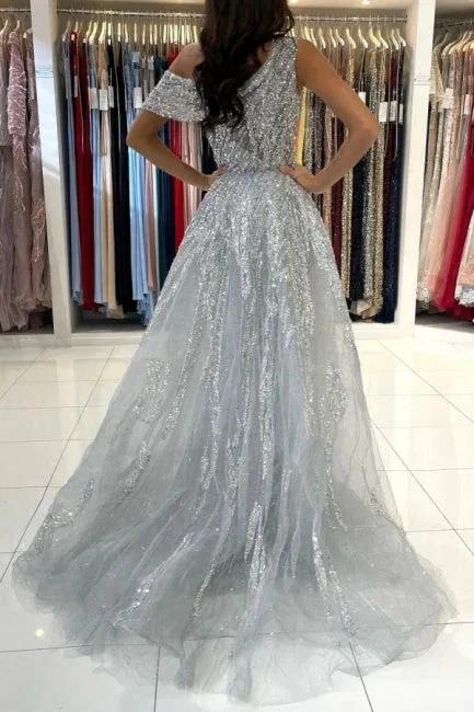 Noble oneshoulder sleeveless mermaid lace prom dress sequied - Image 2