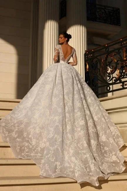 Noble sweetheart 3/4 length sleeves ball gown lace wedding dress rhinestones - Image 2