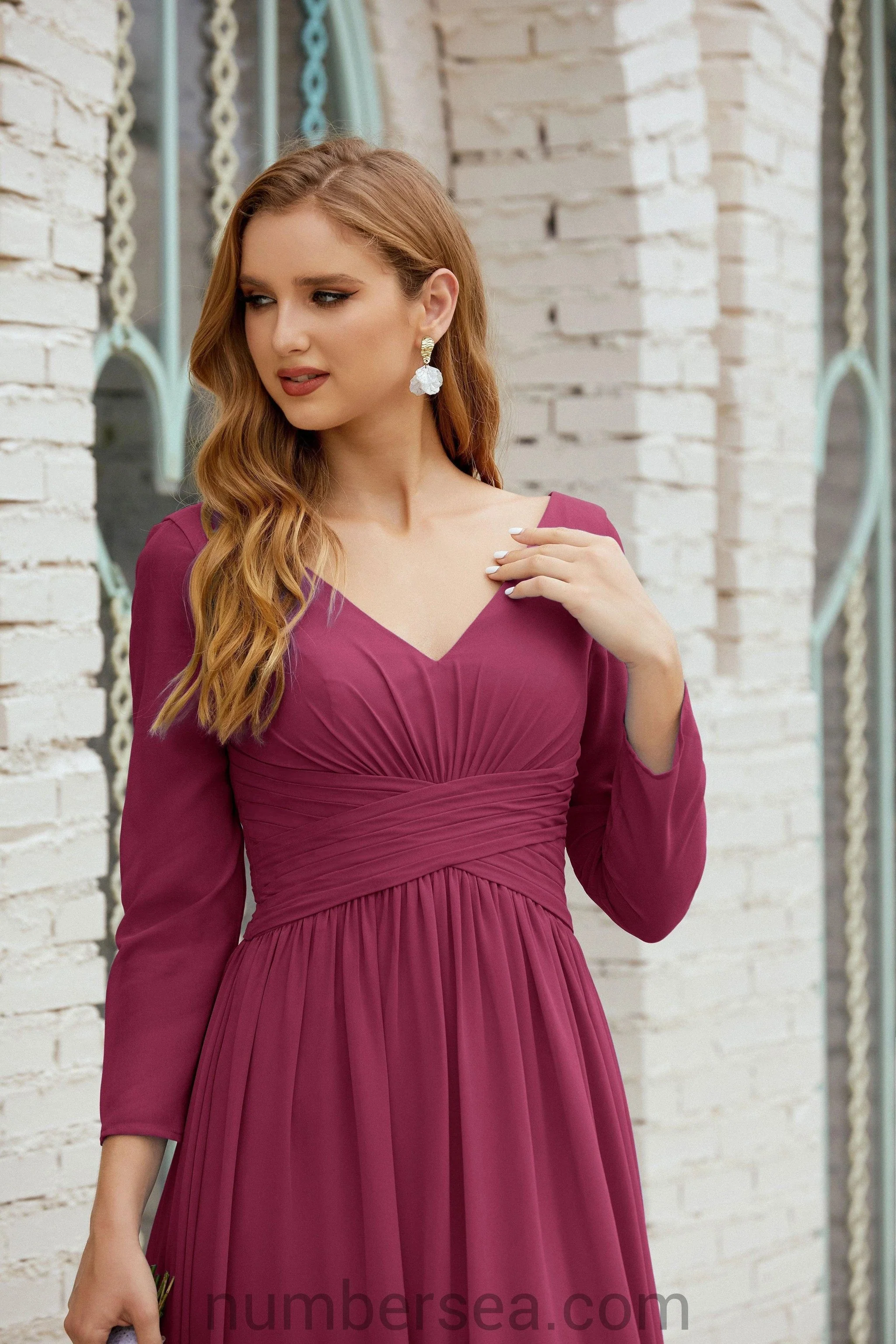 Numbersea Bridesmaid Dress Chiffon Formal Party Dress Evening Dress 28016 - Image 100
