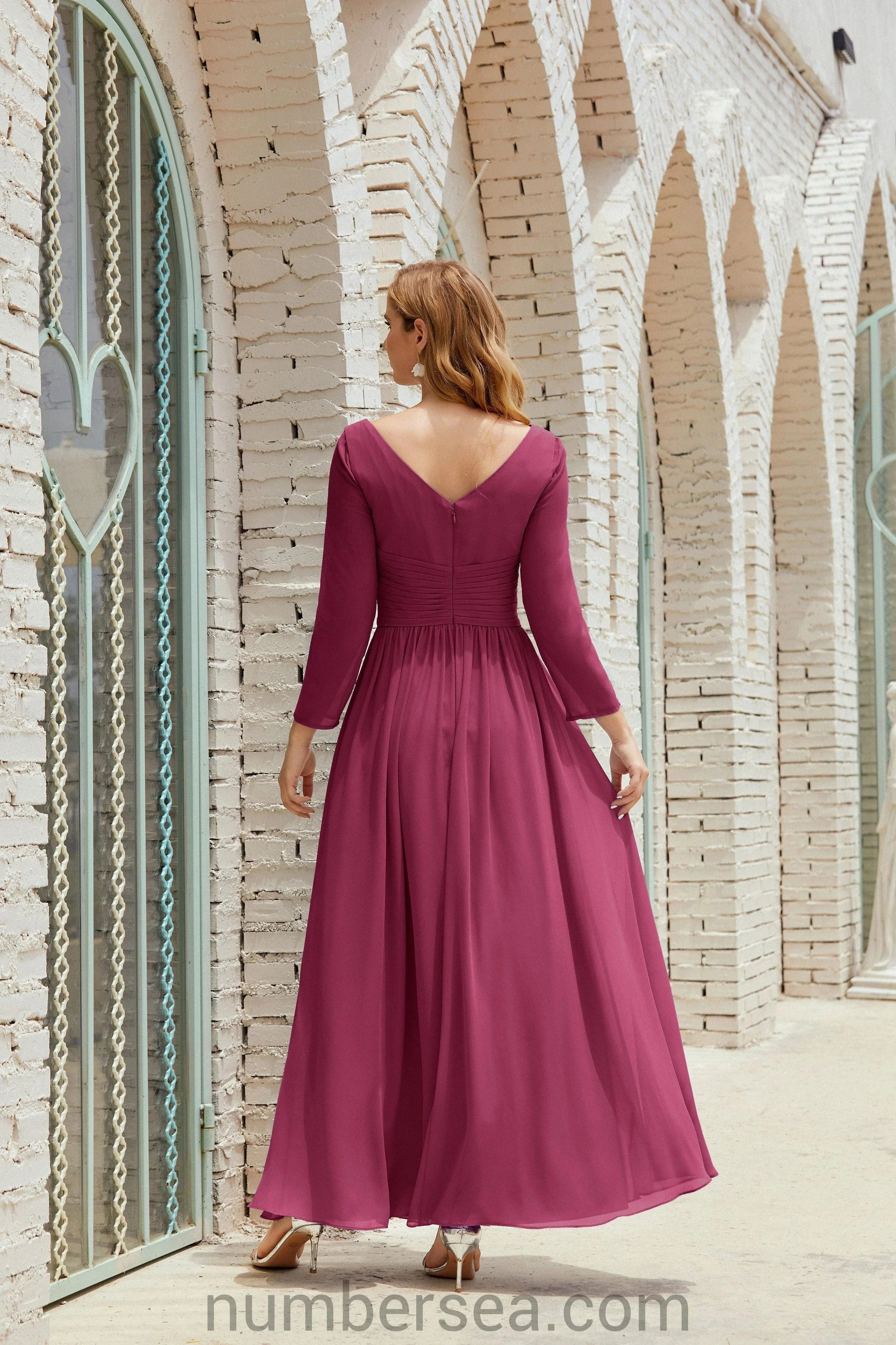Numbersea Bridesmaid Dress Chiffon Formal Party Dress Evening Dress 28016 - Image 101