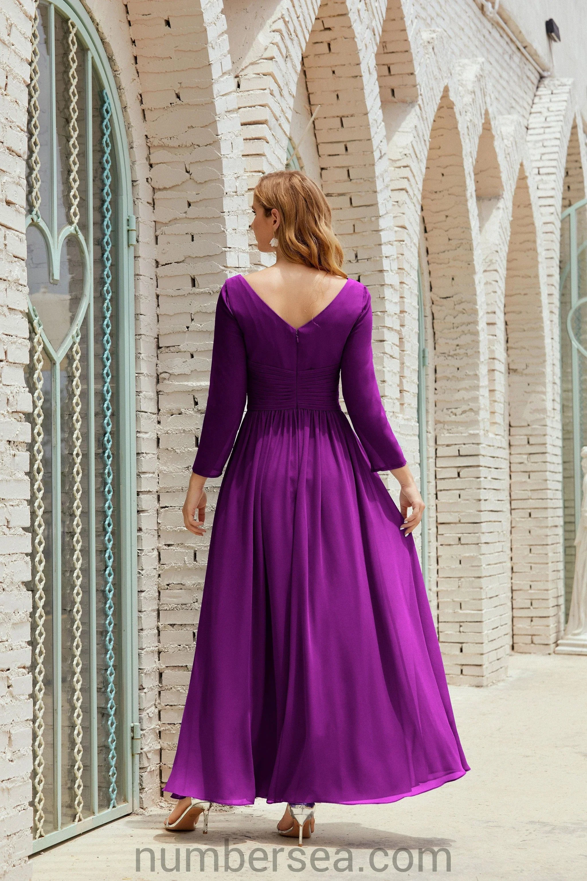 Numbersea Bridesmaid Dress Chiffon Formal Party Dress Evening Dress 28016 - Image 107