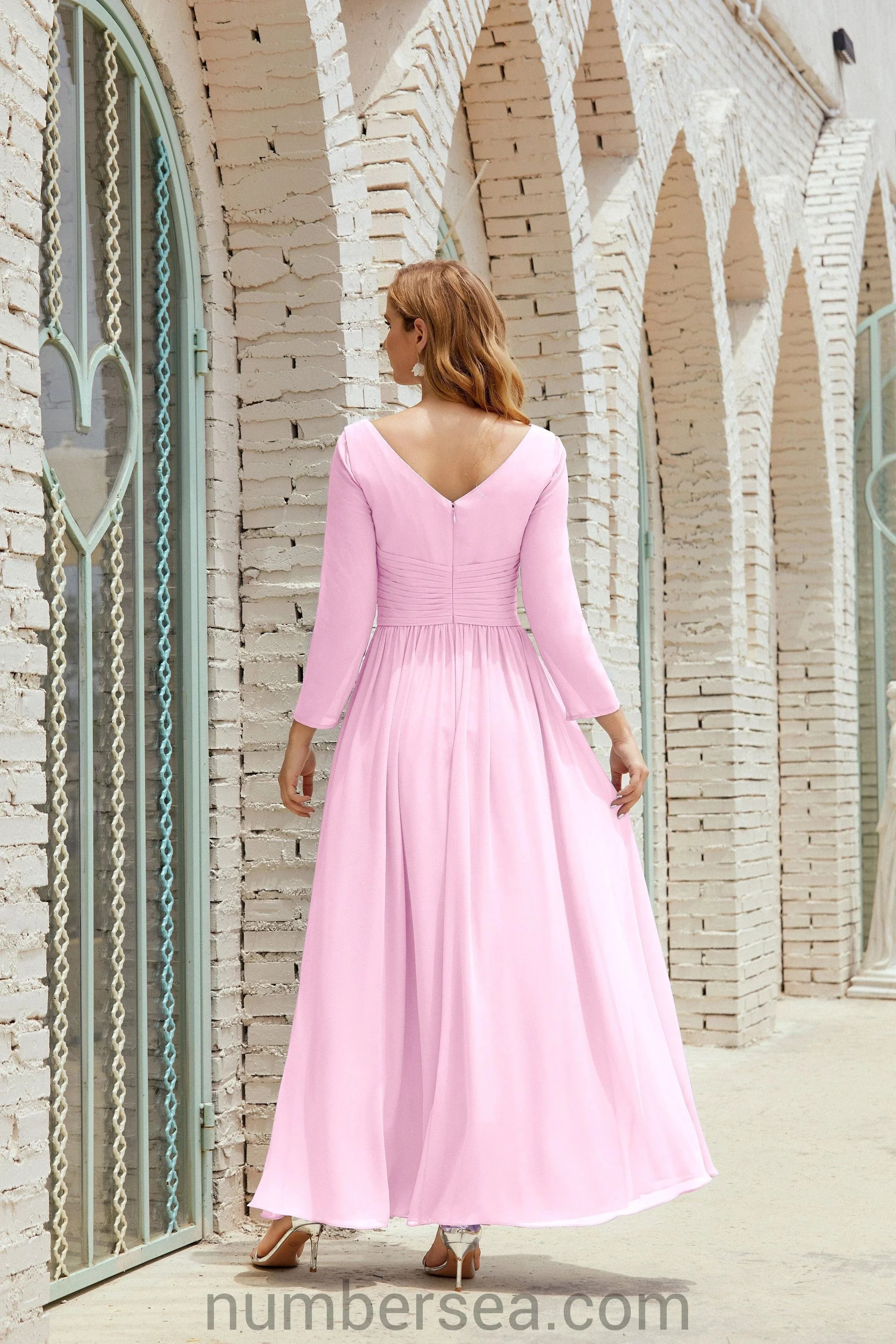 Numbersea Bridesmaid Dress Chiffon Formal Party Dress Evening Dress 28016 - Image 116