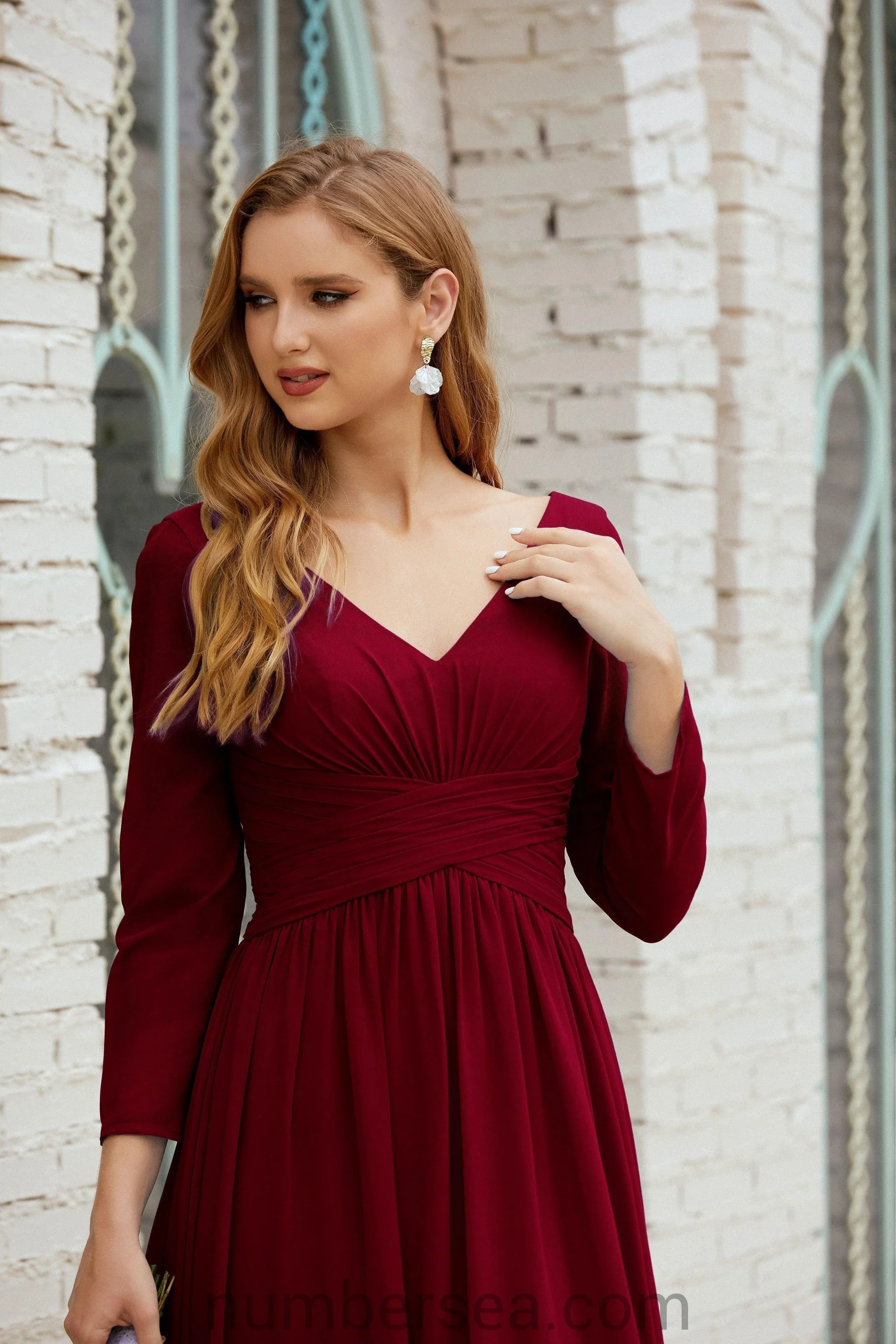 Numbersea Bridesmaid Dress Chiffon Formal Party Dress Evening Dress 28016 - Image 121