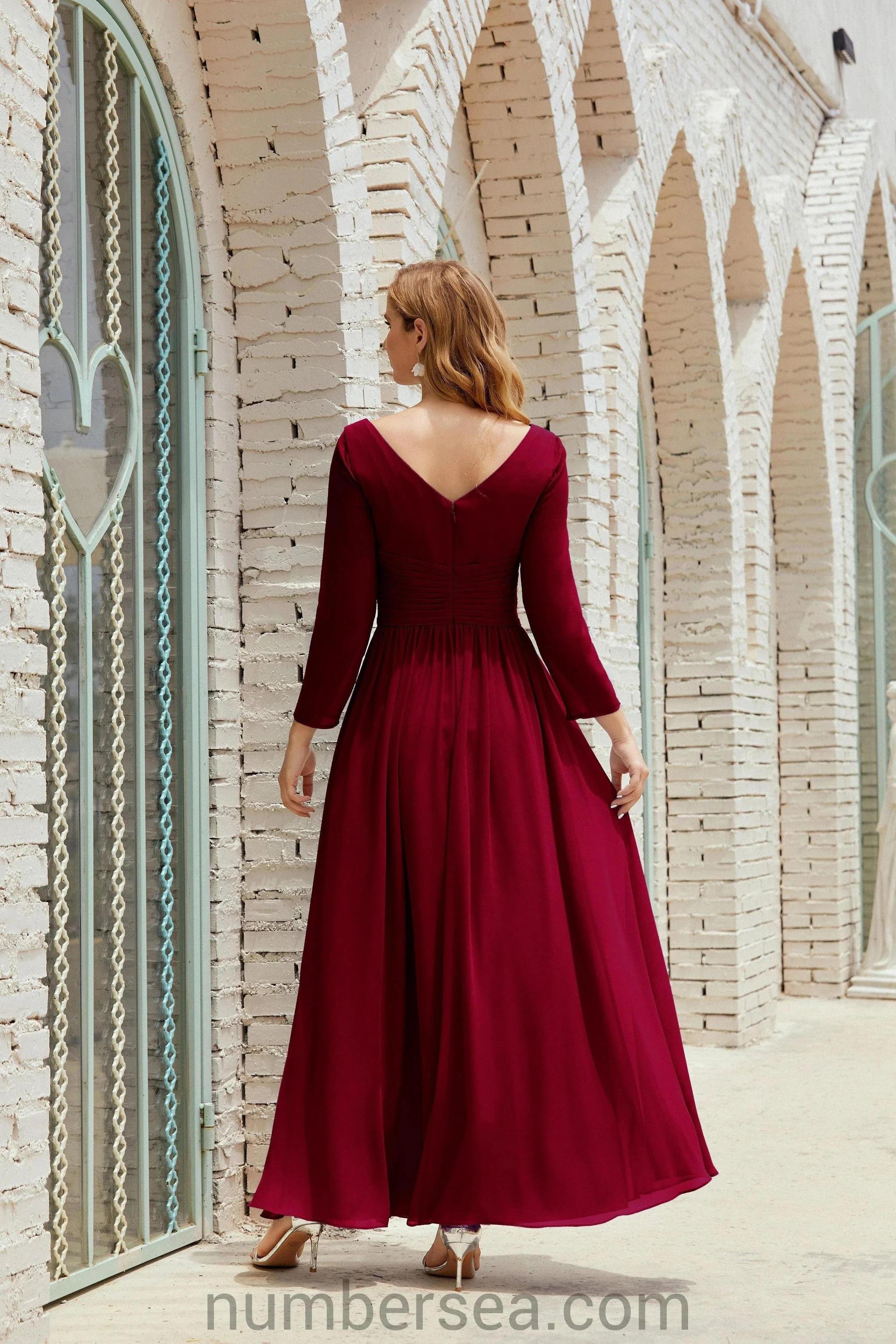 Numbersea Bridesmaid Dress Chiffon Formal Party Dress Evening Dress 28016 - Image 122