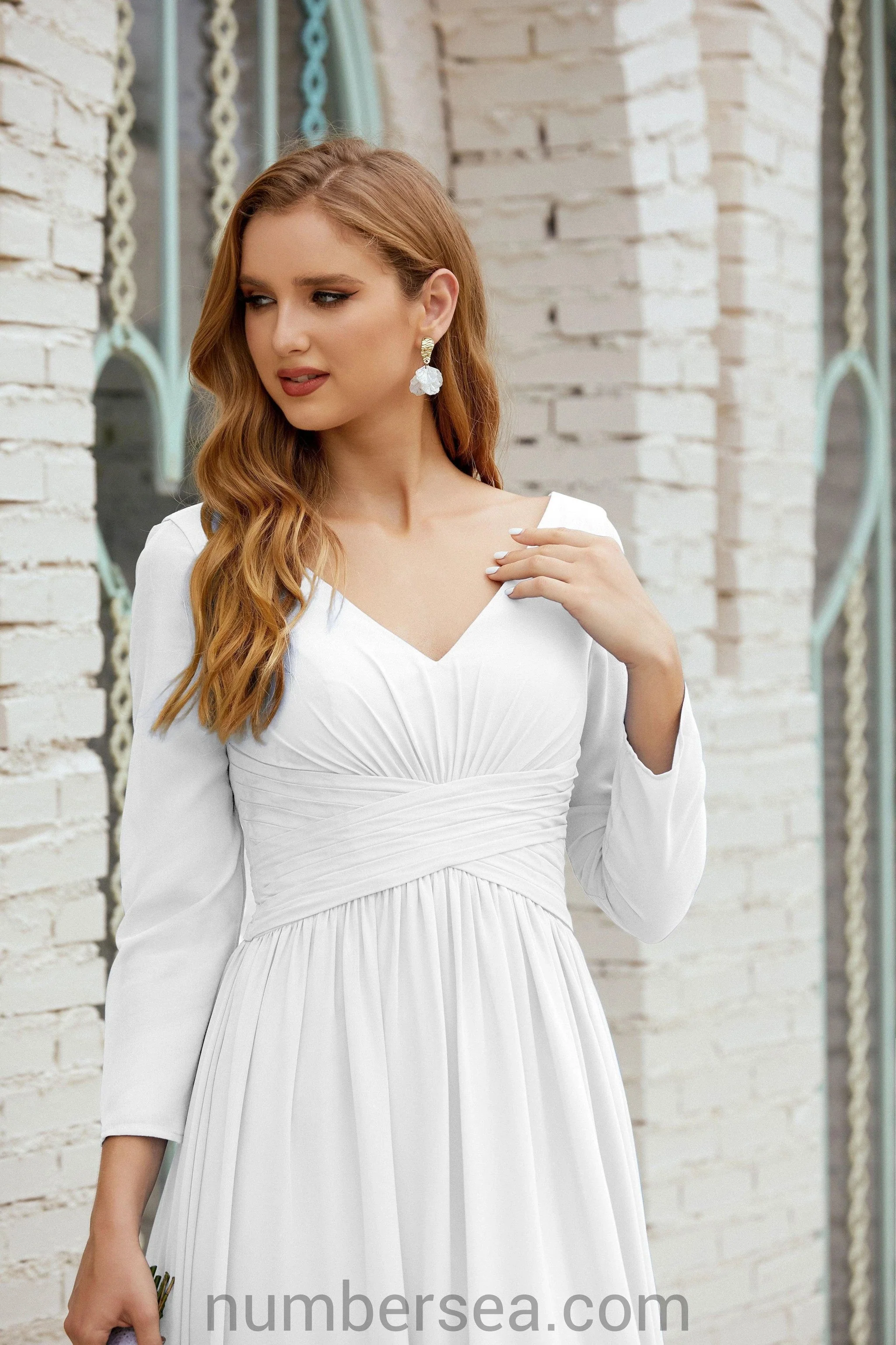 Numbersea Bridesmaid Dress Chiffon Formal Party Dress Evening Dress 28016 - Image 124