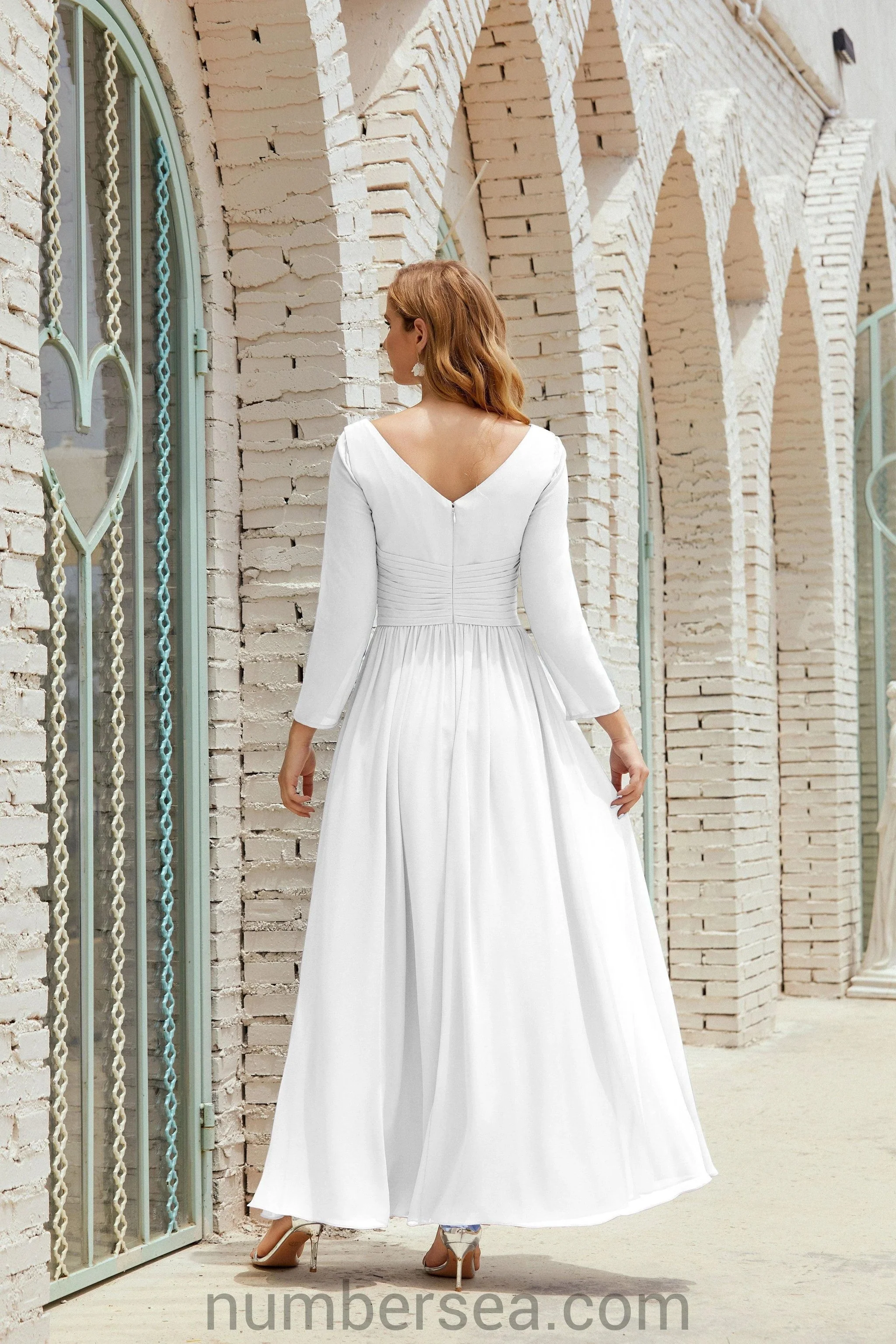 Numbersea Bridesmaid Dress Chiffon Formal Party Dress Evening Dress 28016 - Image 126