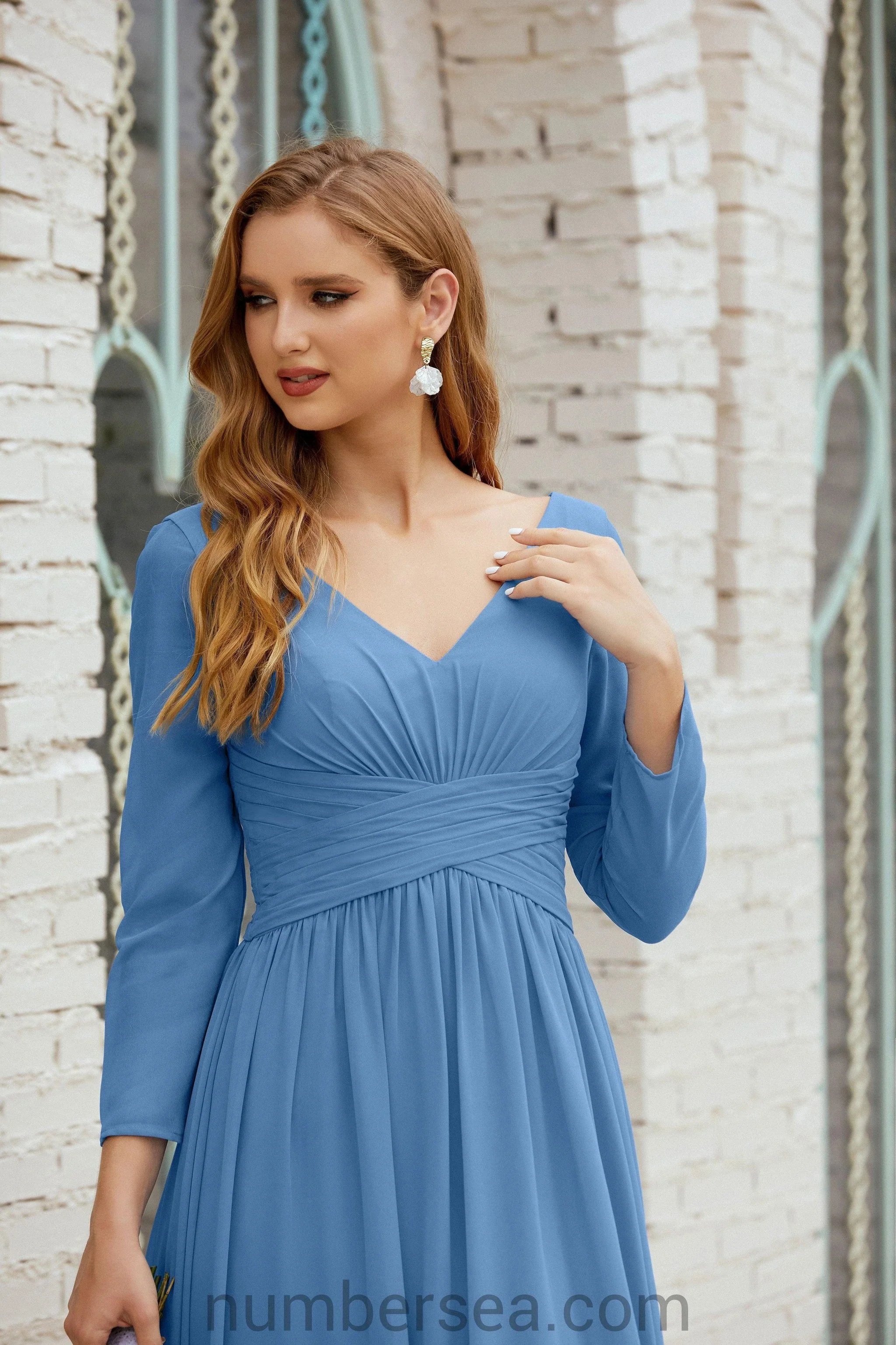 Numbersea Bridesmaid Dress Chiffon Formal Party Dress Evening Dress 28016 - Image 28