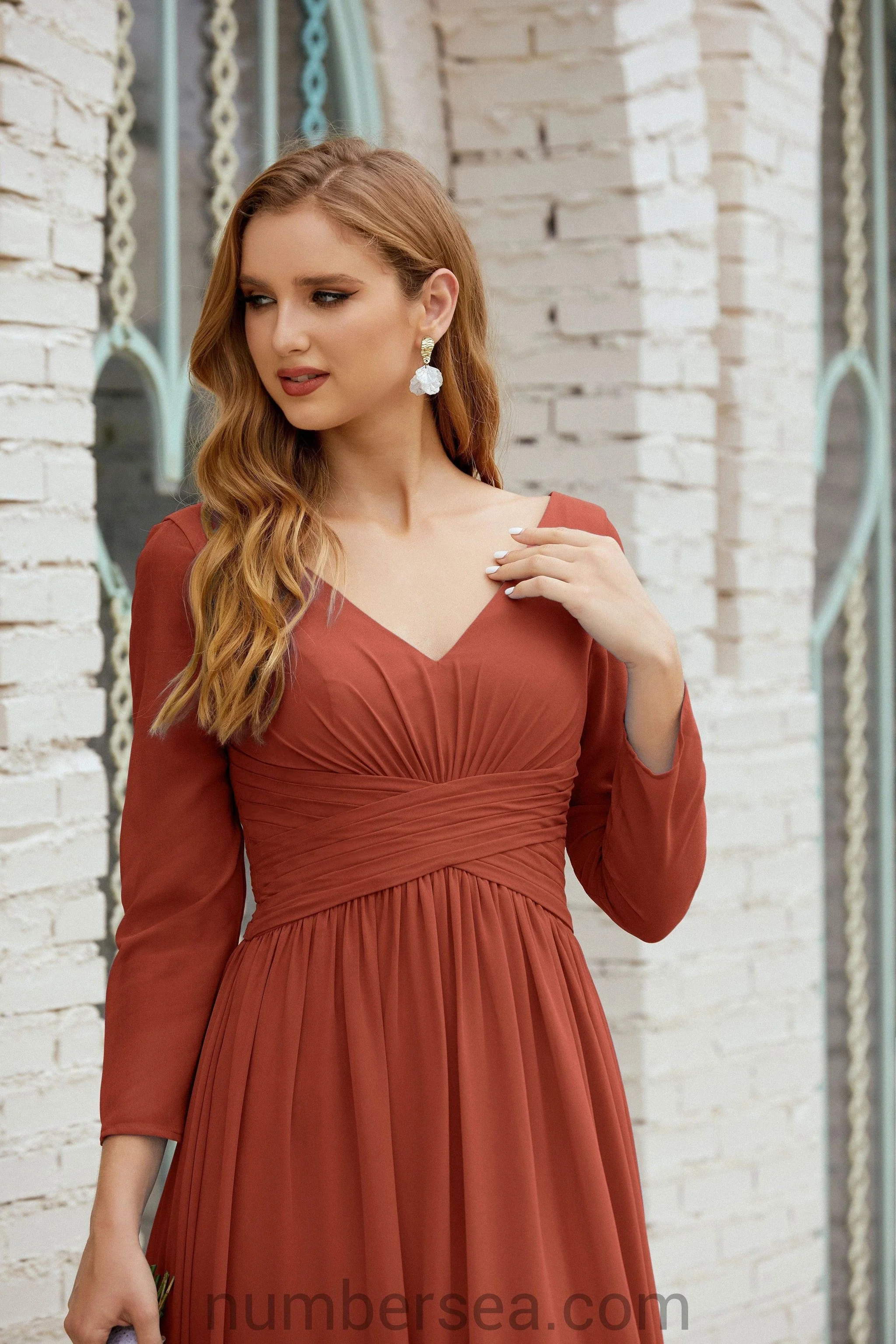 Numbersea Bridesmaid Dress Chiffon Formal Party Dress Evening Dress 28016 - Image 55