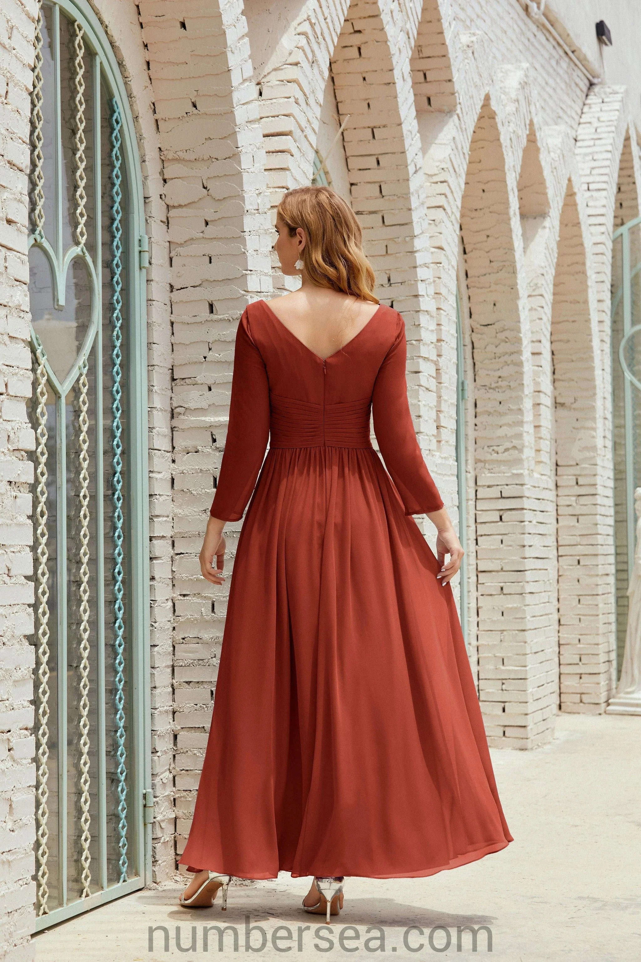 Numbersea Bridesmaid Dress Chiffon Formal Party Dress Evening Dress 28016 - Image 56