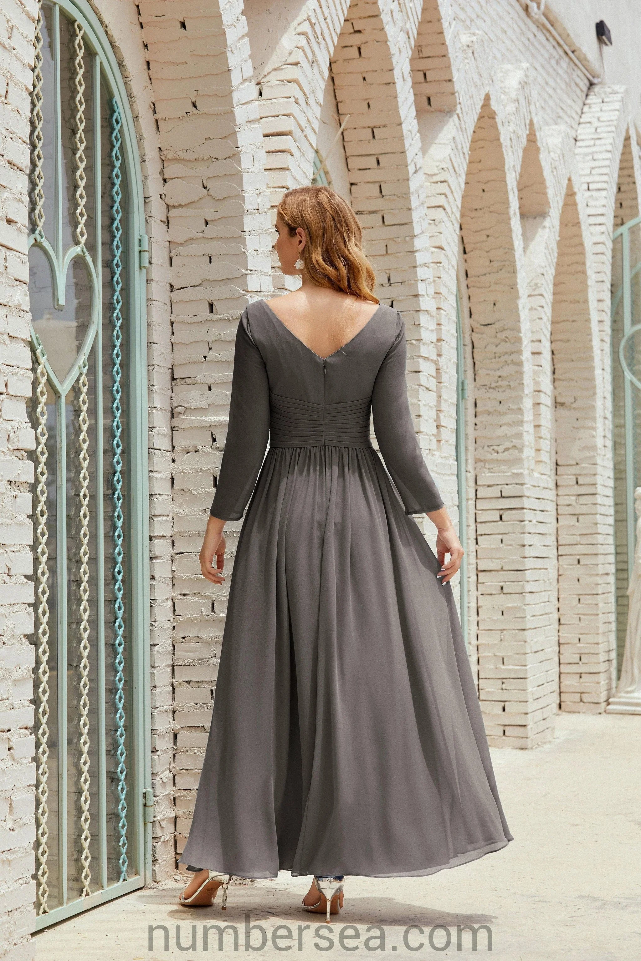 Numbersea Bridesmaid Dress Chiffon Formal Party Dress Evening Dress 28016 - Image 59