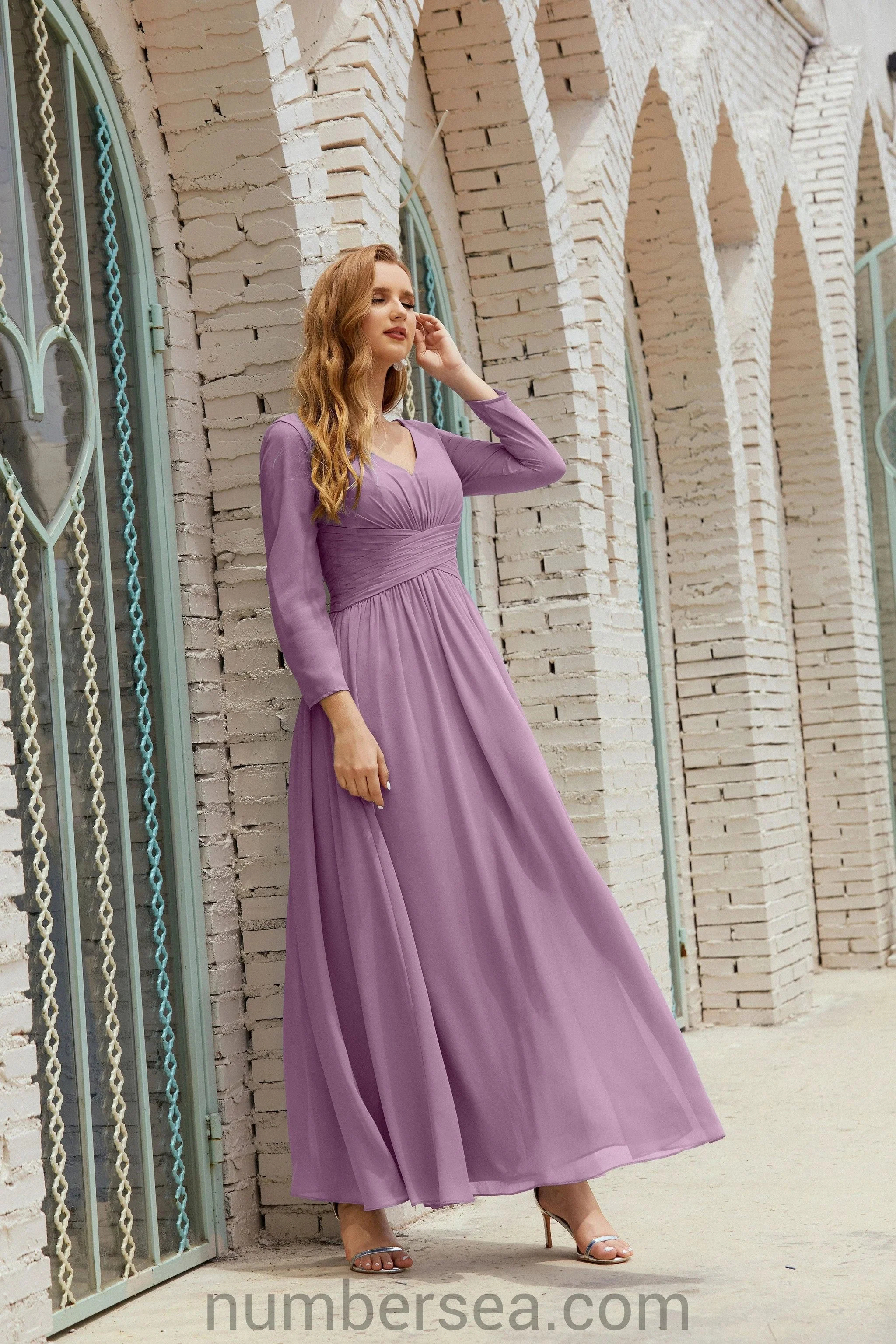 Numbersea Bridesmaid Dress Chiffon Formal Party Dress Evening Dress 28016 - Image 62