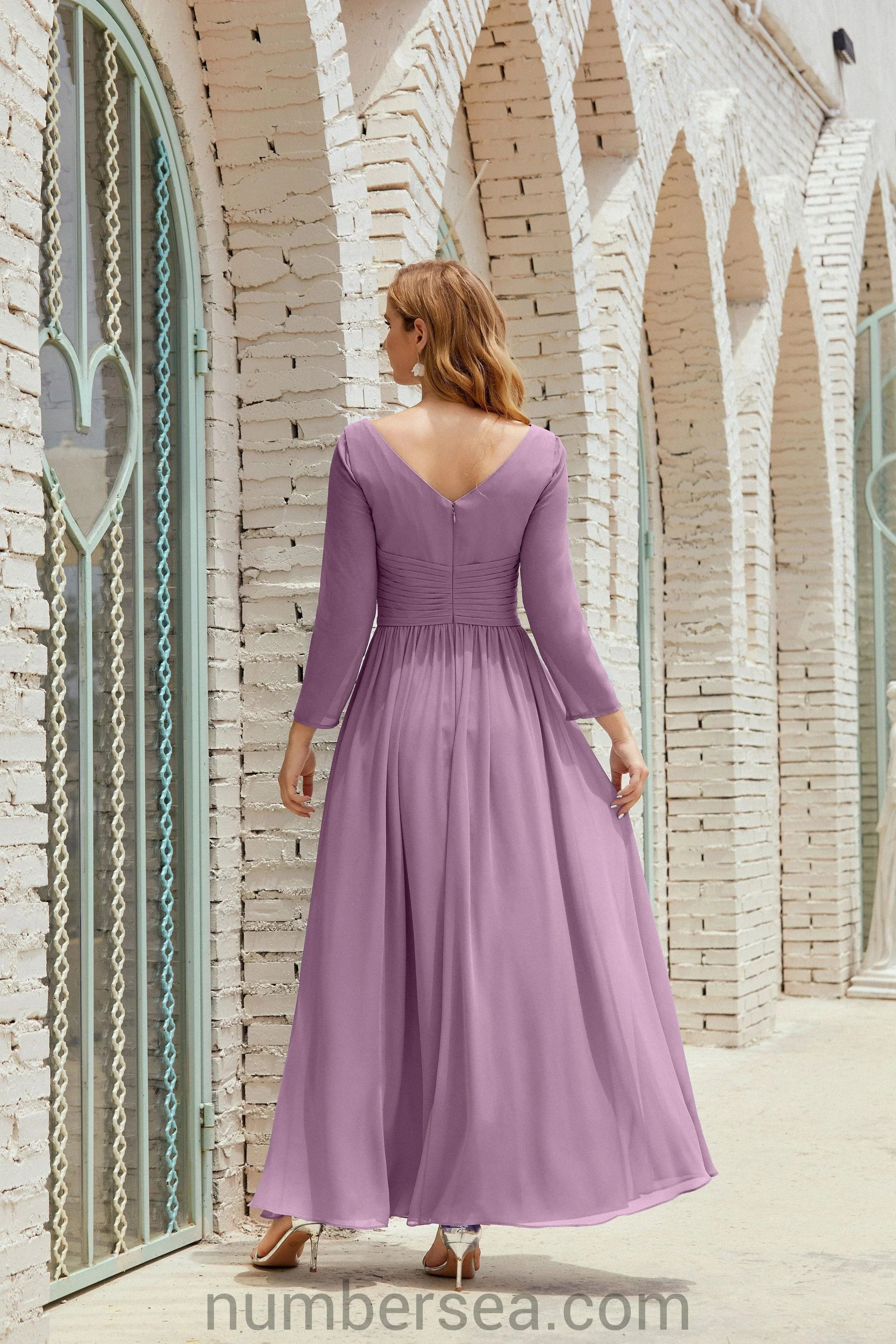 Numbersea Bridesmaid Dress Chiffon Formal Party Dress Evening Dress 28016 - Image 63