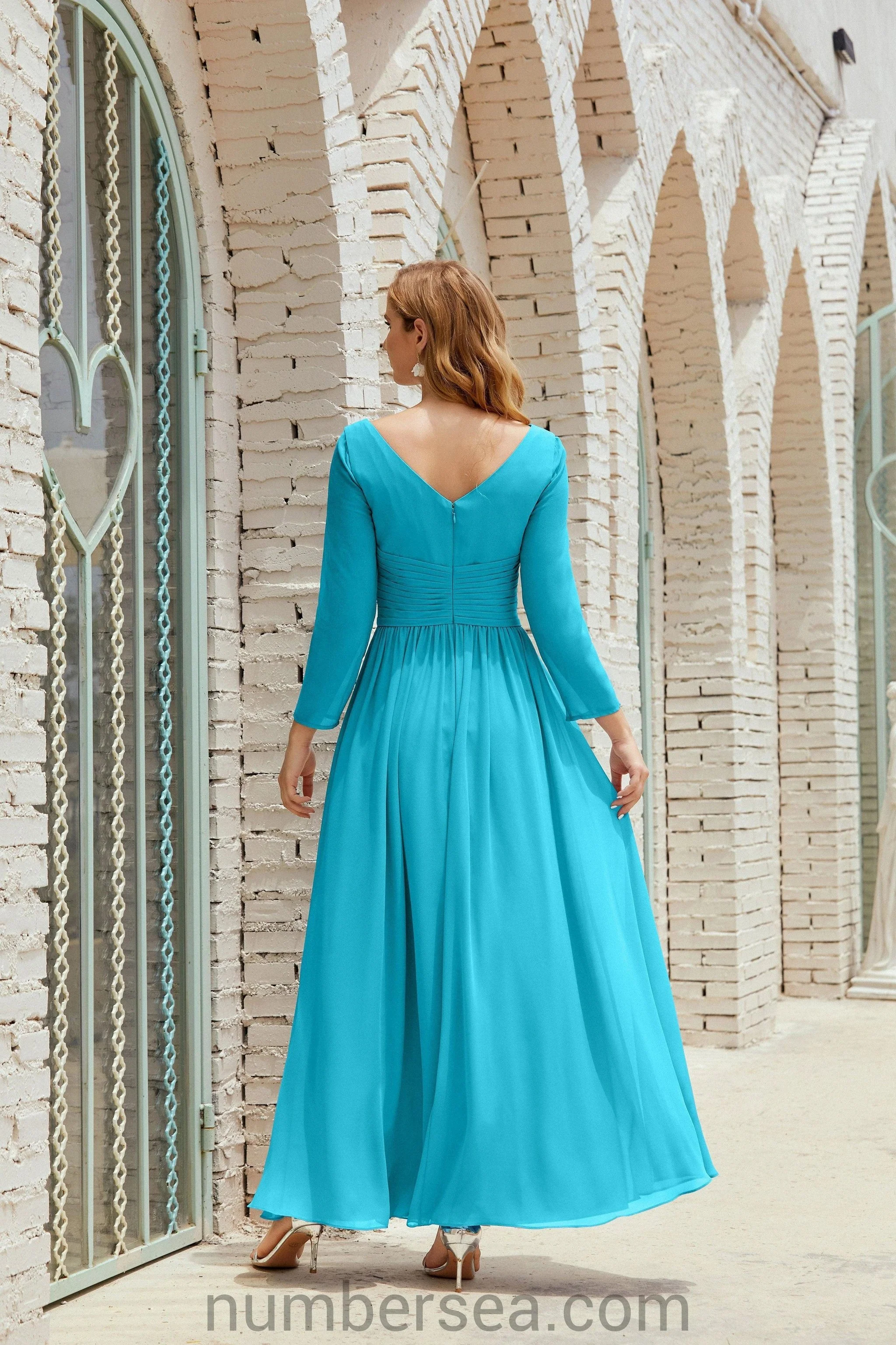Numbersea Bridesmaid Dress Chiffon Formal Party Dress Evening Dress 28016 - Image 68