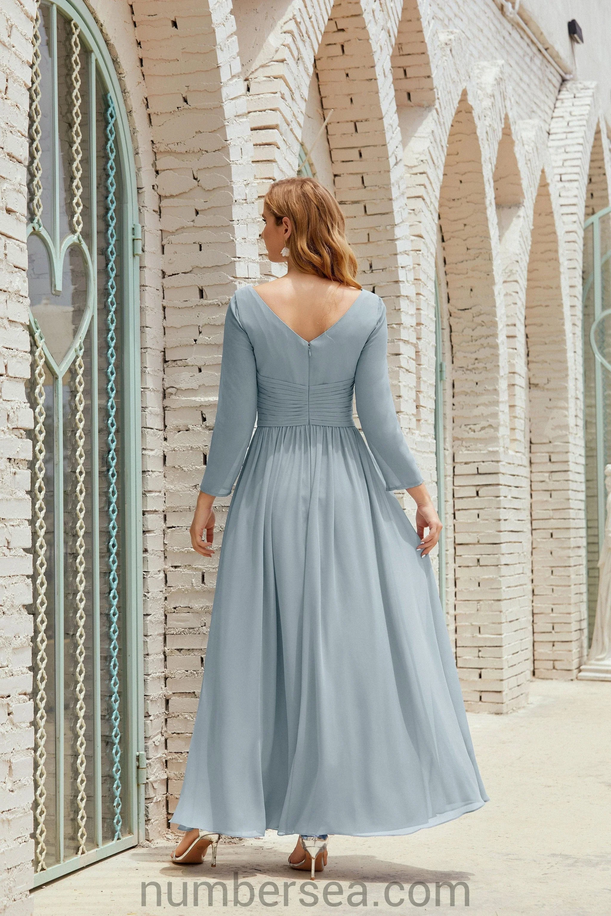 Numbersea Bridesmaid Dress Chiffon Formal Party Dress Evening Dress 28016 - Image 74
