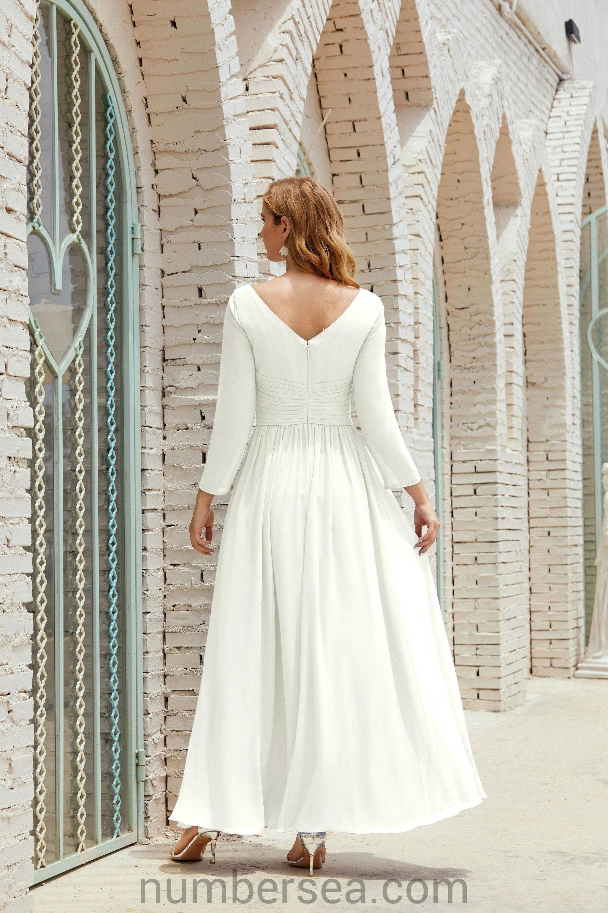 Numbersea Bridesmaid Dress Chiffon Formal Party Dress Evening Dress 28016 - Image 77