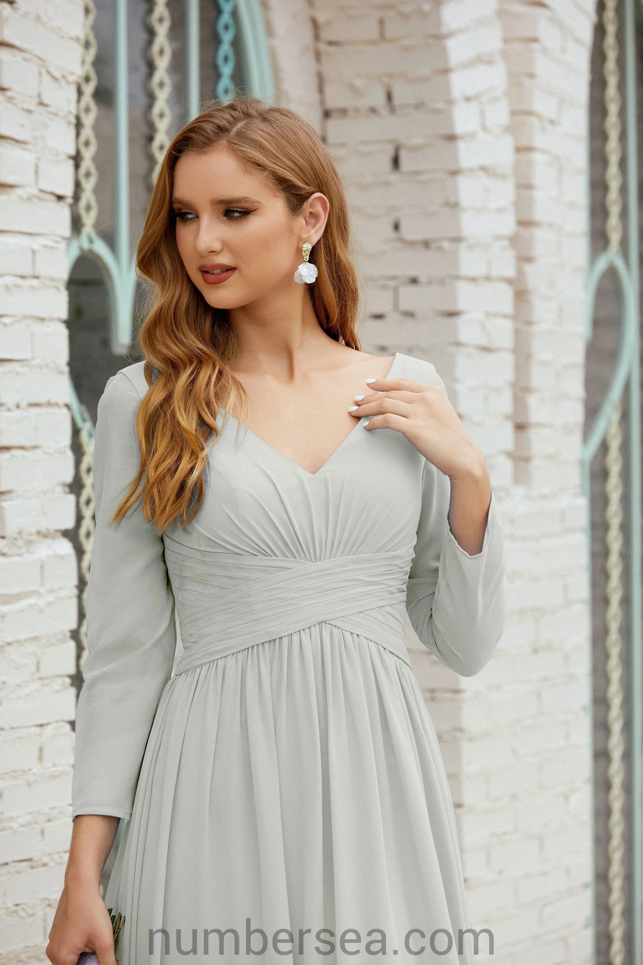 Numbersea Bridesmaid Dress Chiffon Formal Party Dress Evening Dress 28016 - Image 79