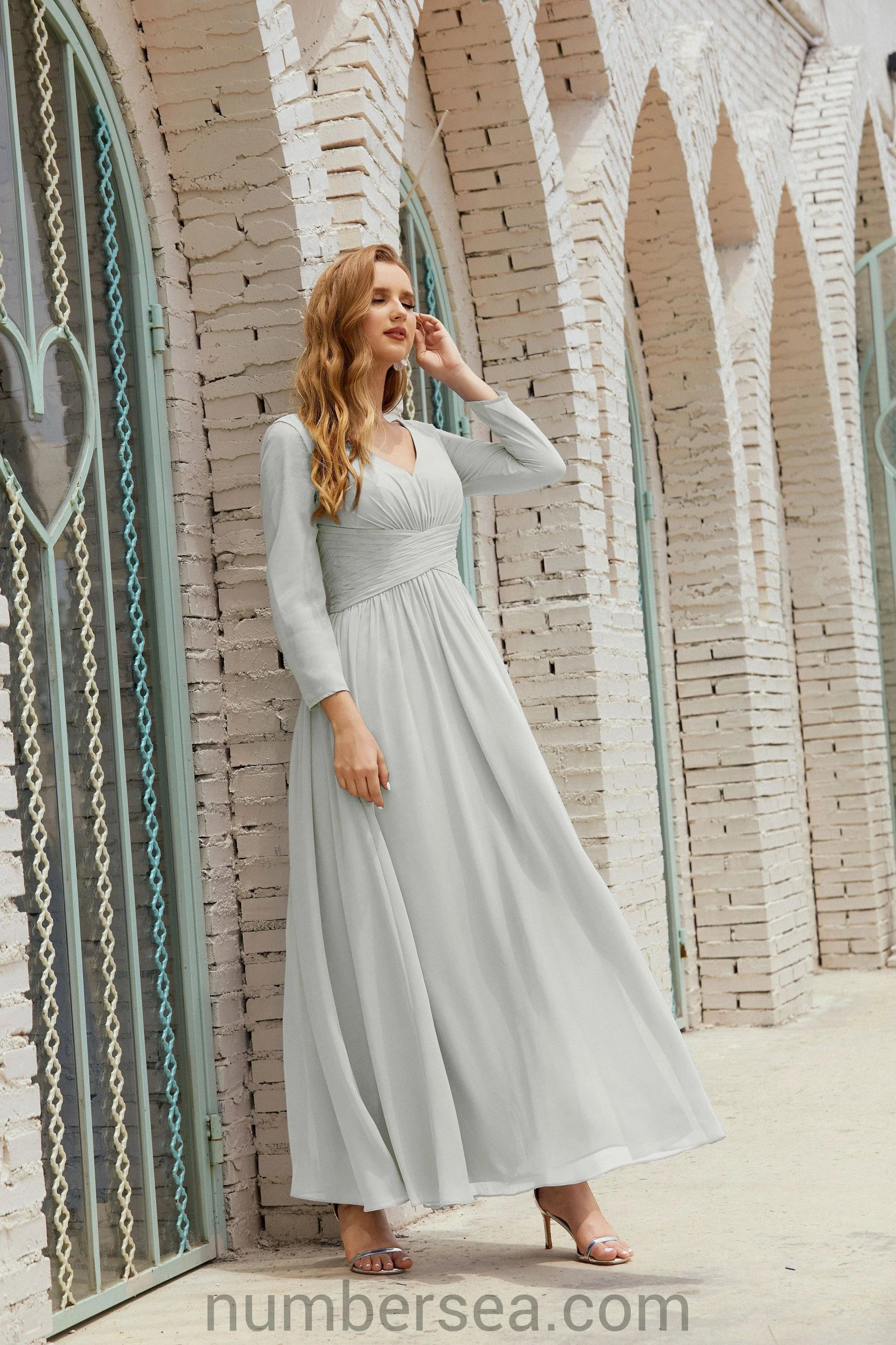 Numbersea Bridesmaid Dress Chiffon Formal Party Dress Evening Dress 28016 - Image 80