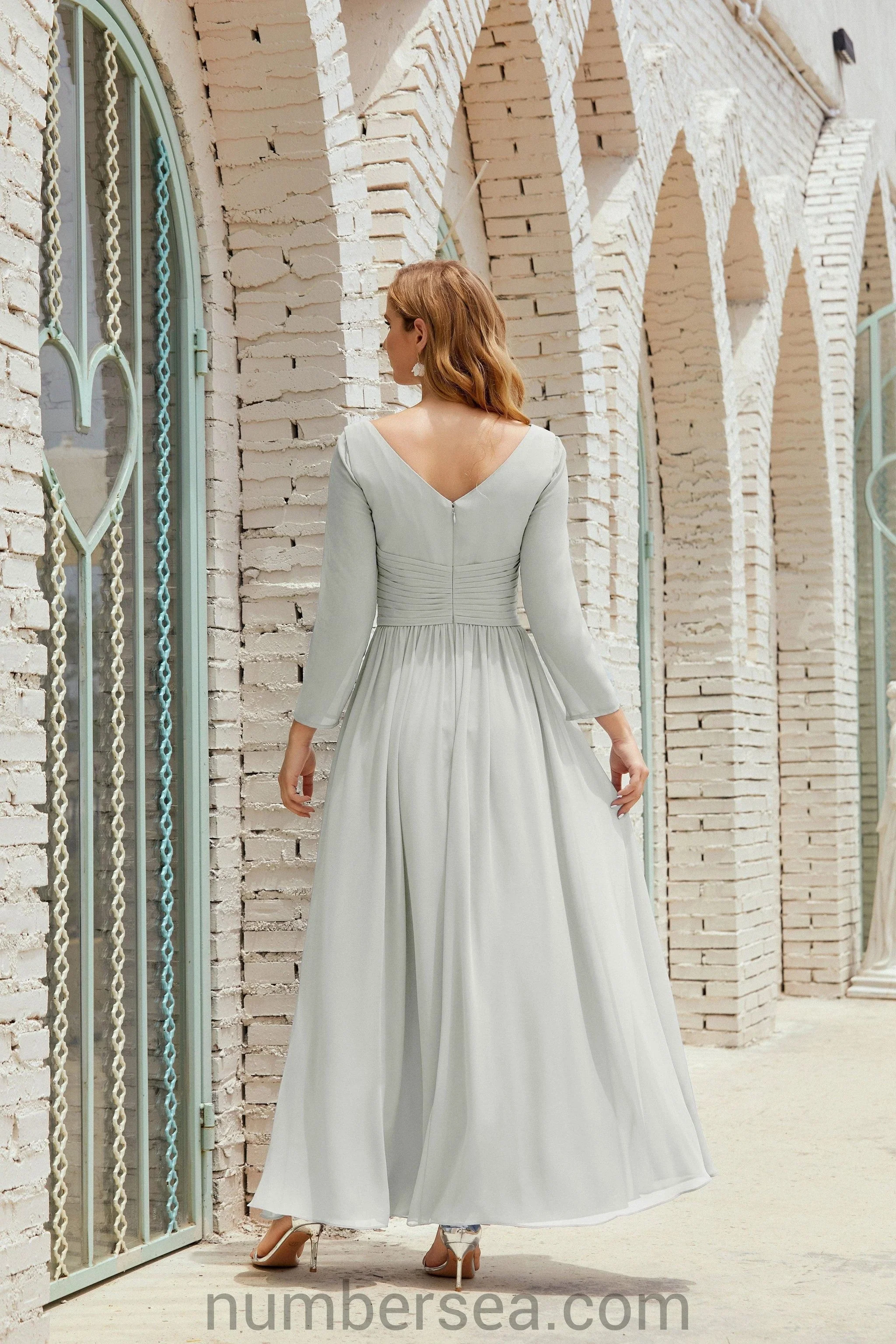 Numbersea Bridesmaid Dress Chiffon Formal Party Dress Evening Dress 28016 - Image 81