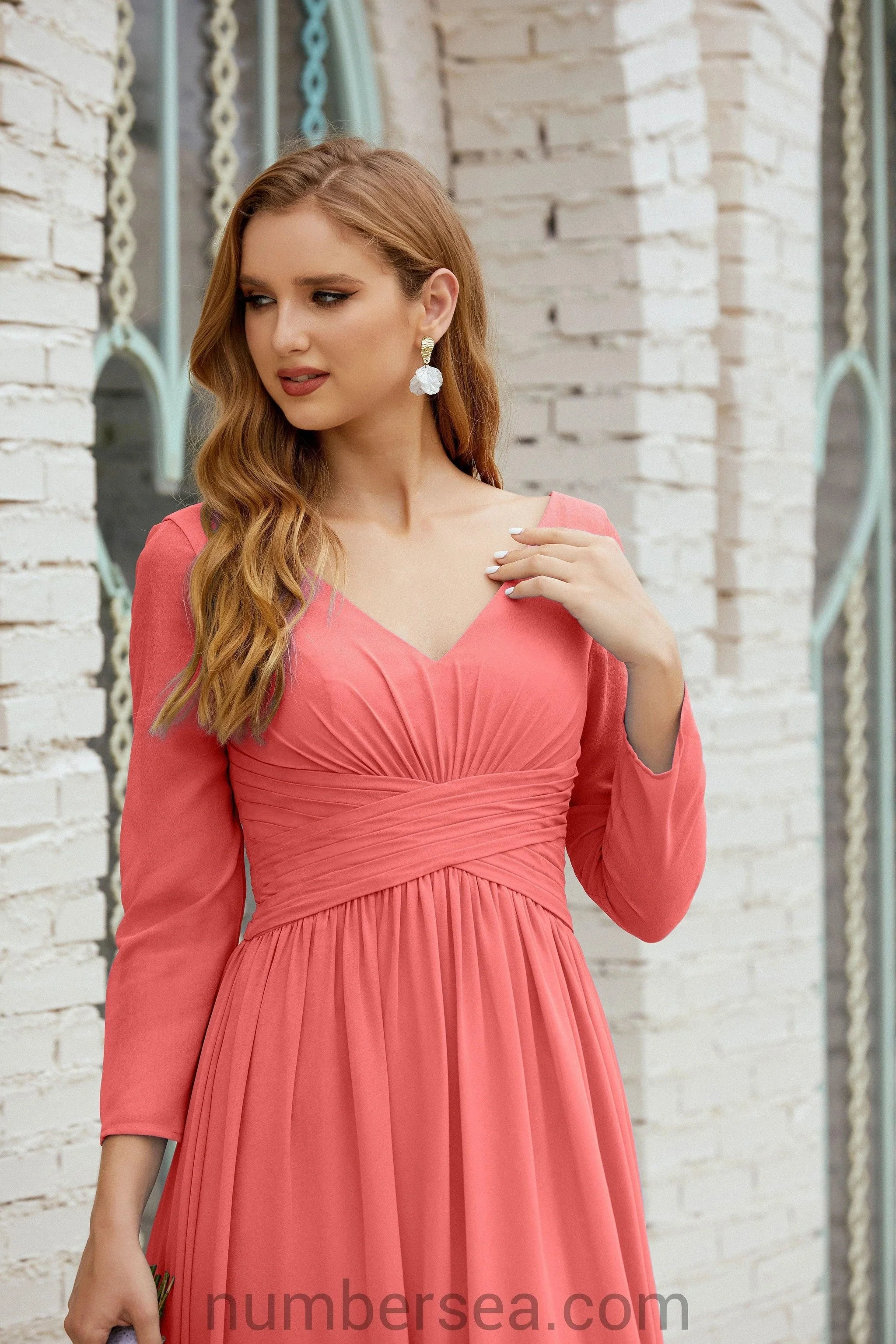 Numbersea Bridesmaid Dress Chiffon Formal Party Dress Evening Dress 28016 - Image 88