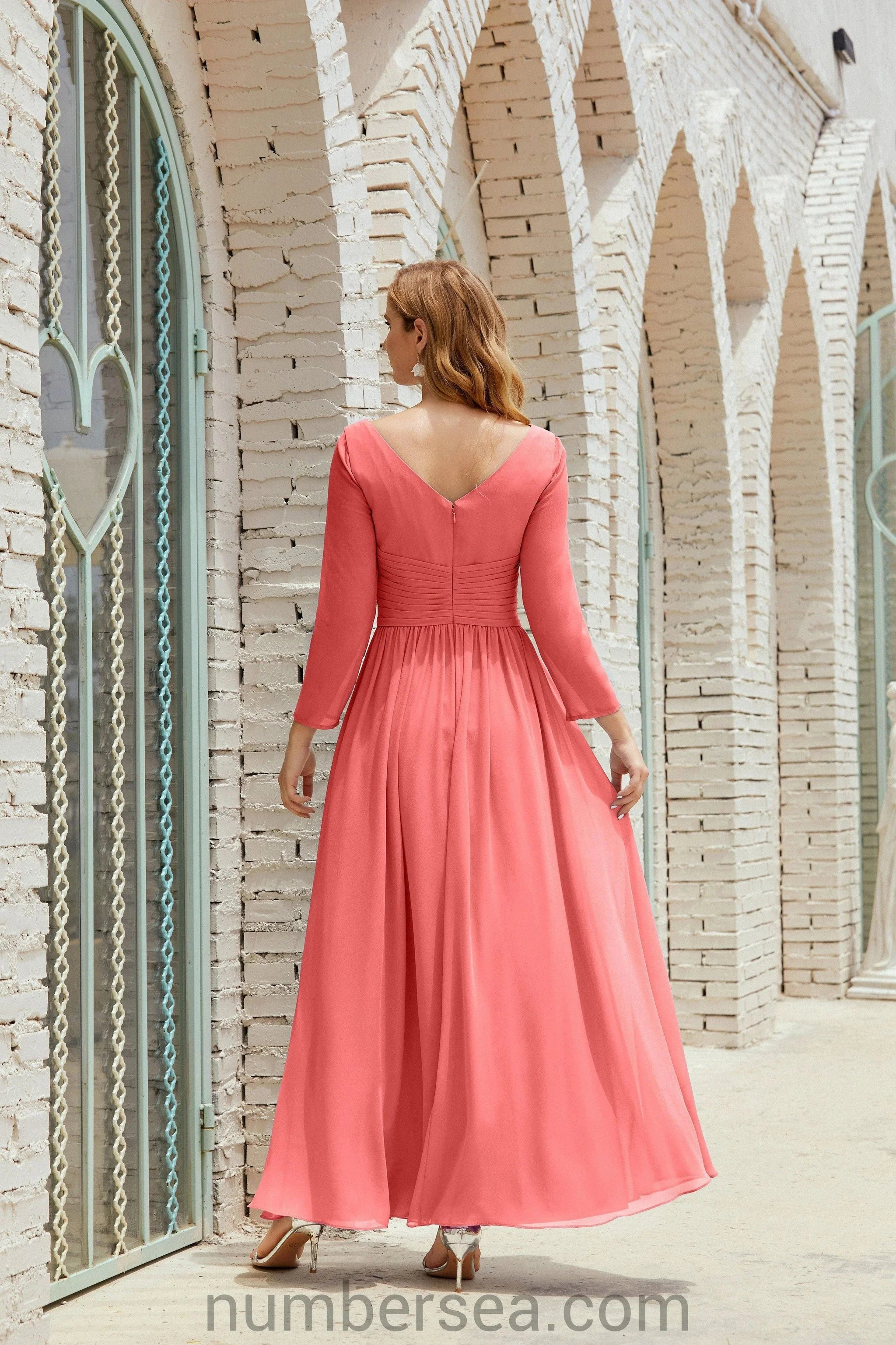 Numbersea Bridesmaid Dress Chiffon Formal Party Dress Evening Dress 28016 - Image 89