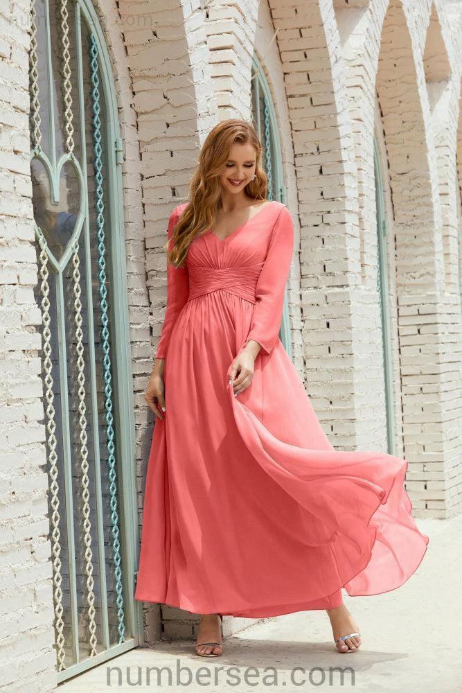 Numbersea Bridesmaid Dress Chiffon Formal Party Dress Evening Dress 28016 - Image 90