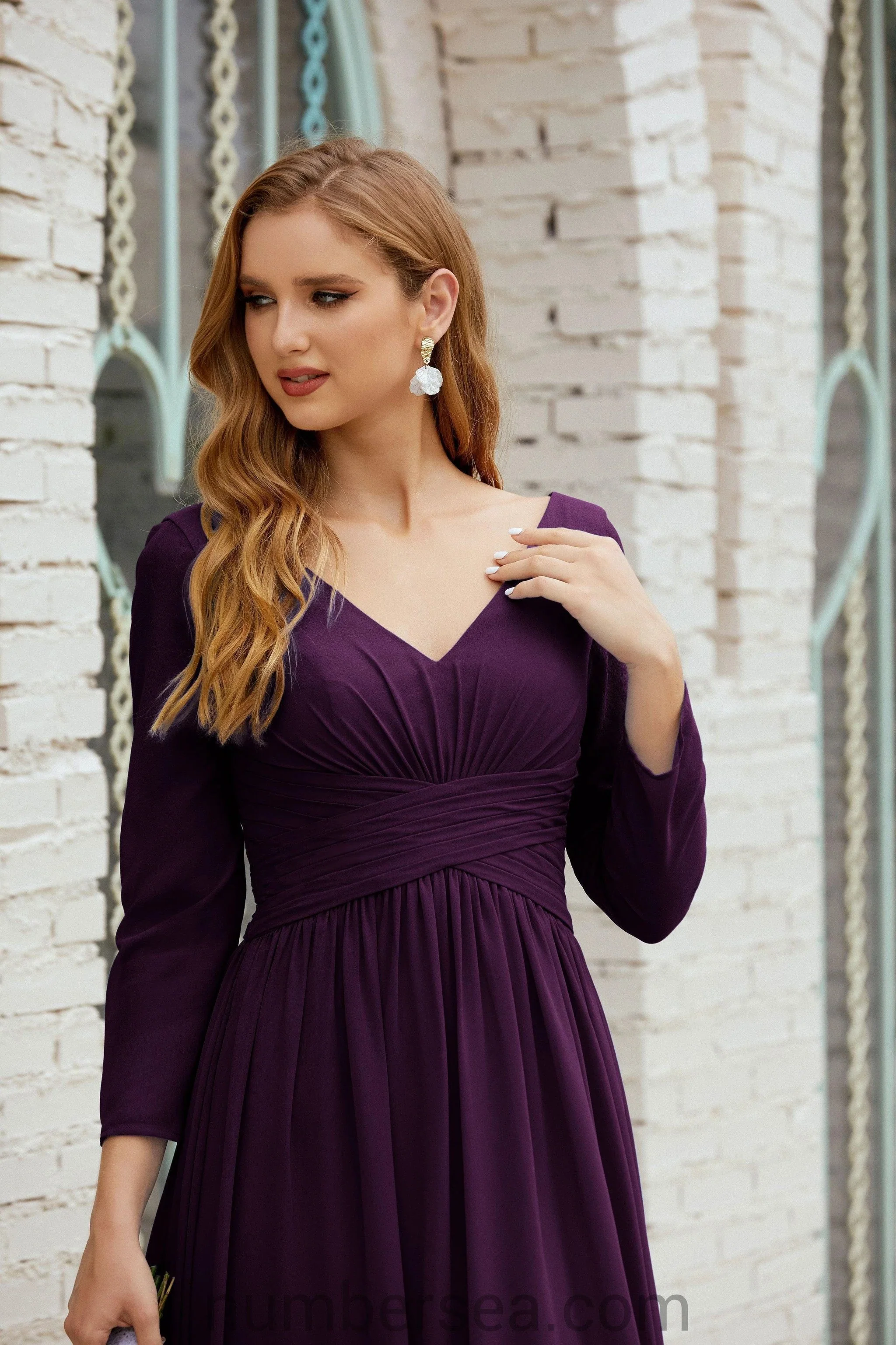 Numbersea Bridesmaid Dress Chiffon Formal Party Dress Evening Dress 28016 - Image 91