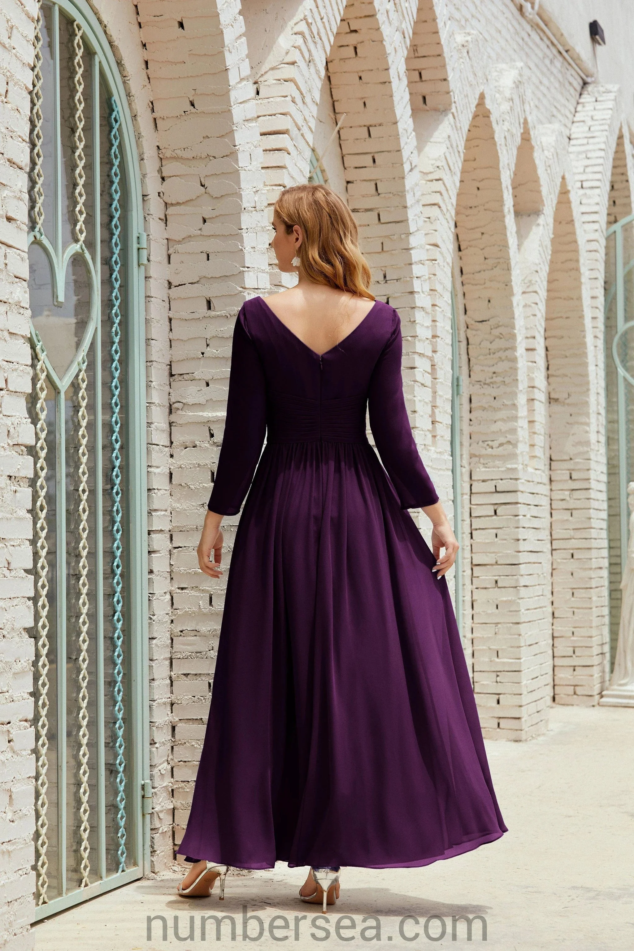 Numbersea Bridesmaid Dress Chiffon Formal Party Dress Evening Dress 28016 - Image 92