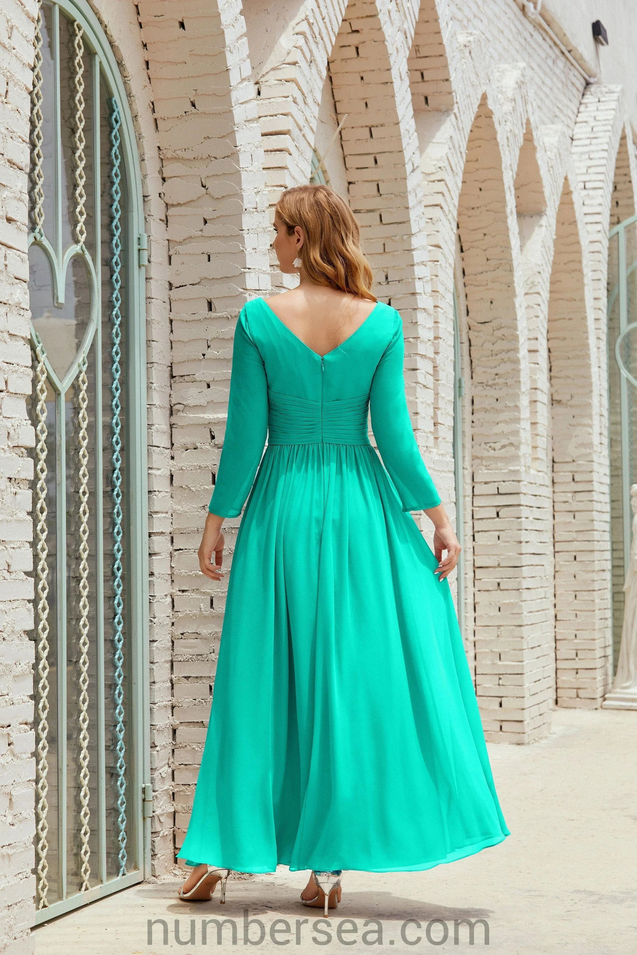 Numbersea Bridesmaid Dress Chiffon Formal Party Dress Evening Dress 28016 - Image 95