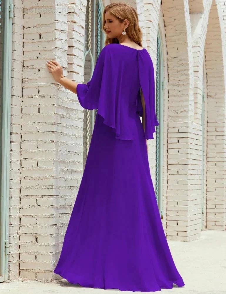 Sunnderly  Bridesmaid Dress Women Long Sleeve V-Neck Chiffon Formal Wedding Party Dress SY28018 - Image 111